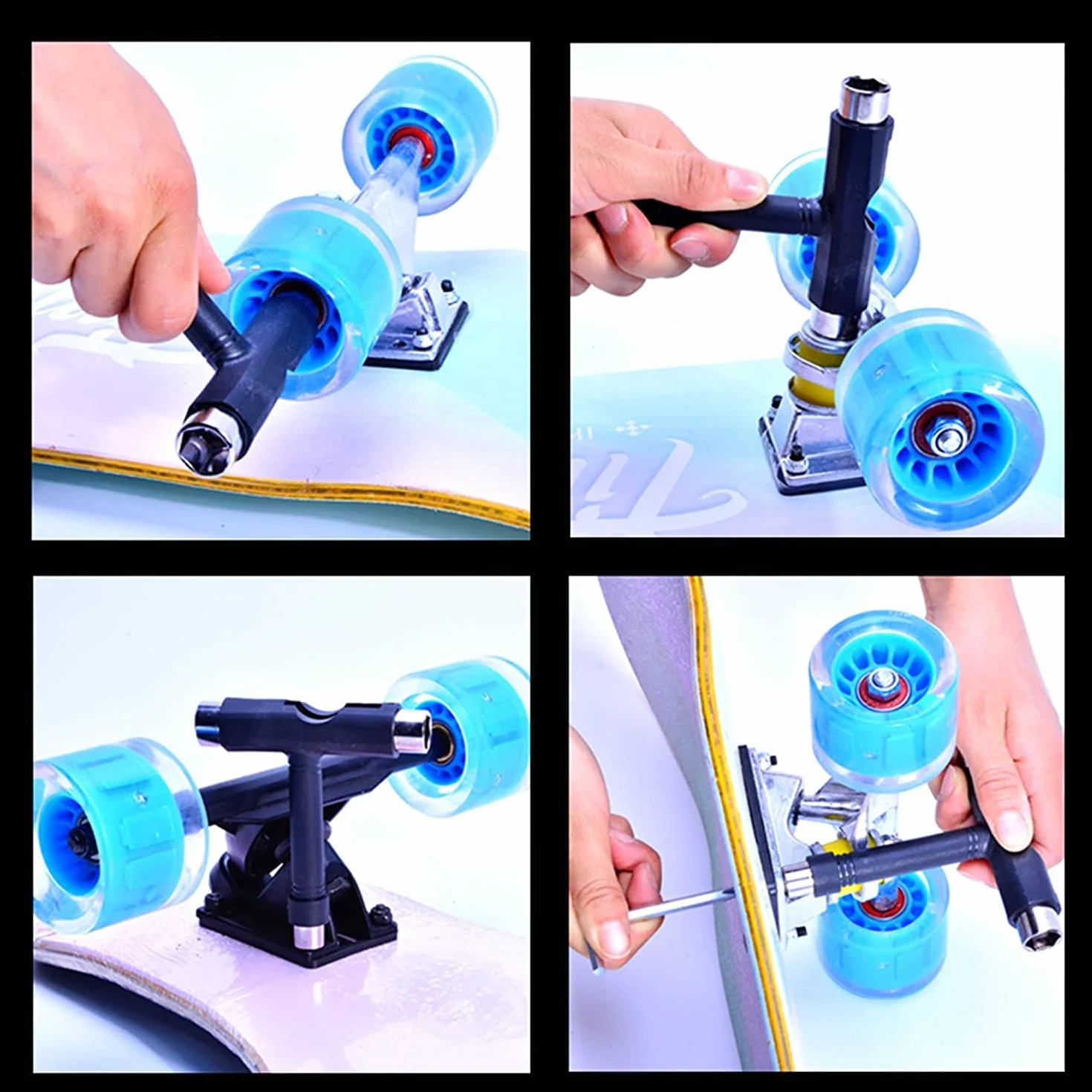 Deecam Outil de Skateboard Multifonction en Forme de T avec Clé Allen et Tournevis Cruciforme