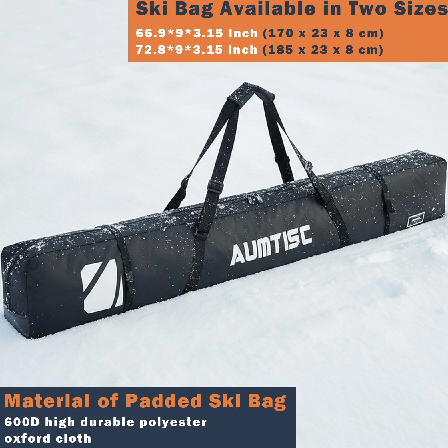 Sac de Sport d'Hiver Rembourré pour Transporter Les Skis avec Poignée Réglable