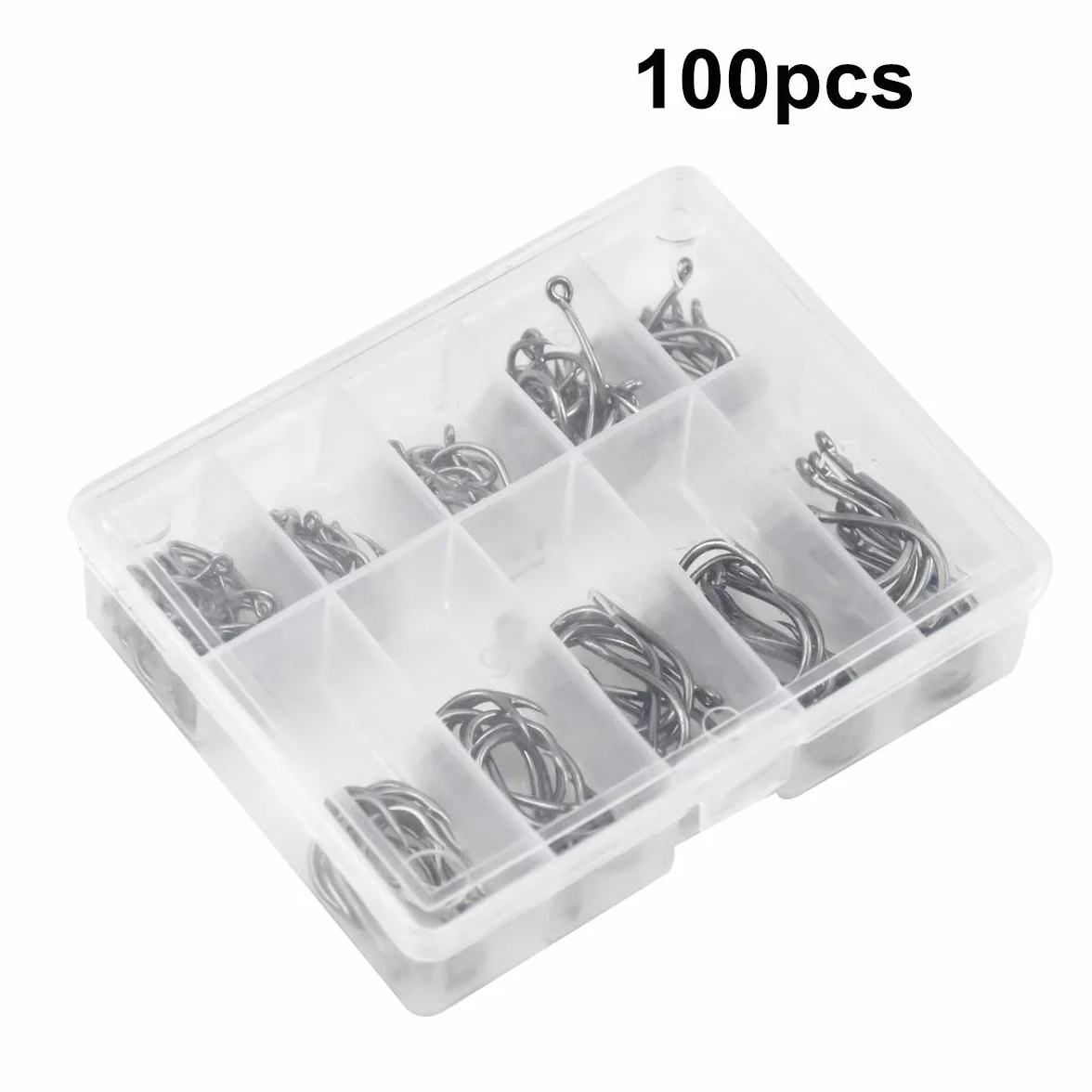 Jinlaili Hameçon de Pêche, 100 PCS Hameçons Barbelés en Acier Carbone, 3# - 12#