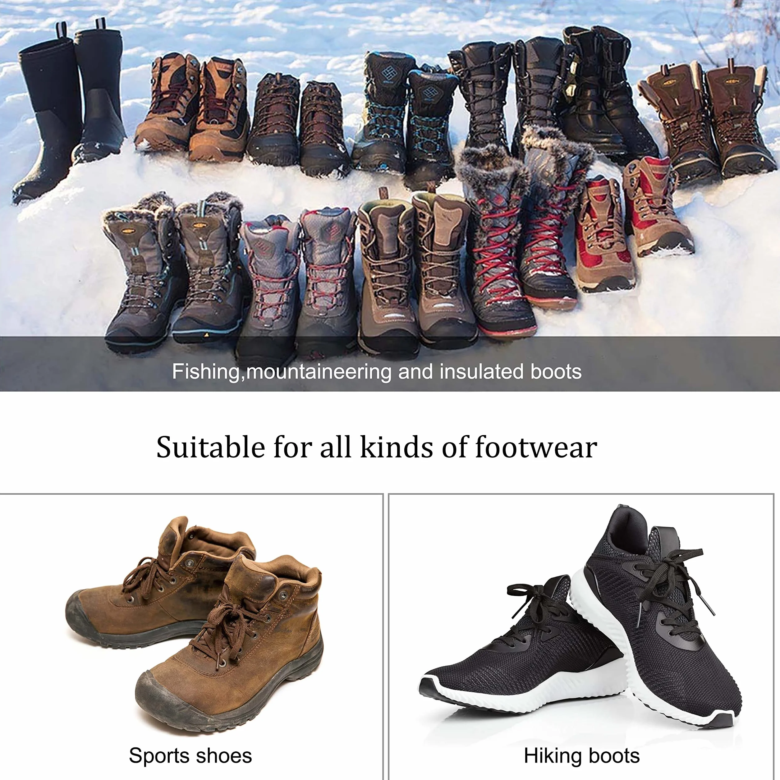 Crampons en Acier Inoxydable et Silicone Anti-Slip pour la Marche Randonnée Alpinisme Hiver