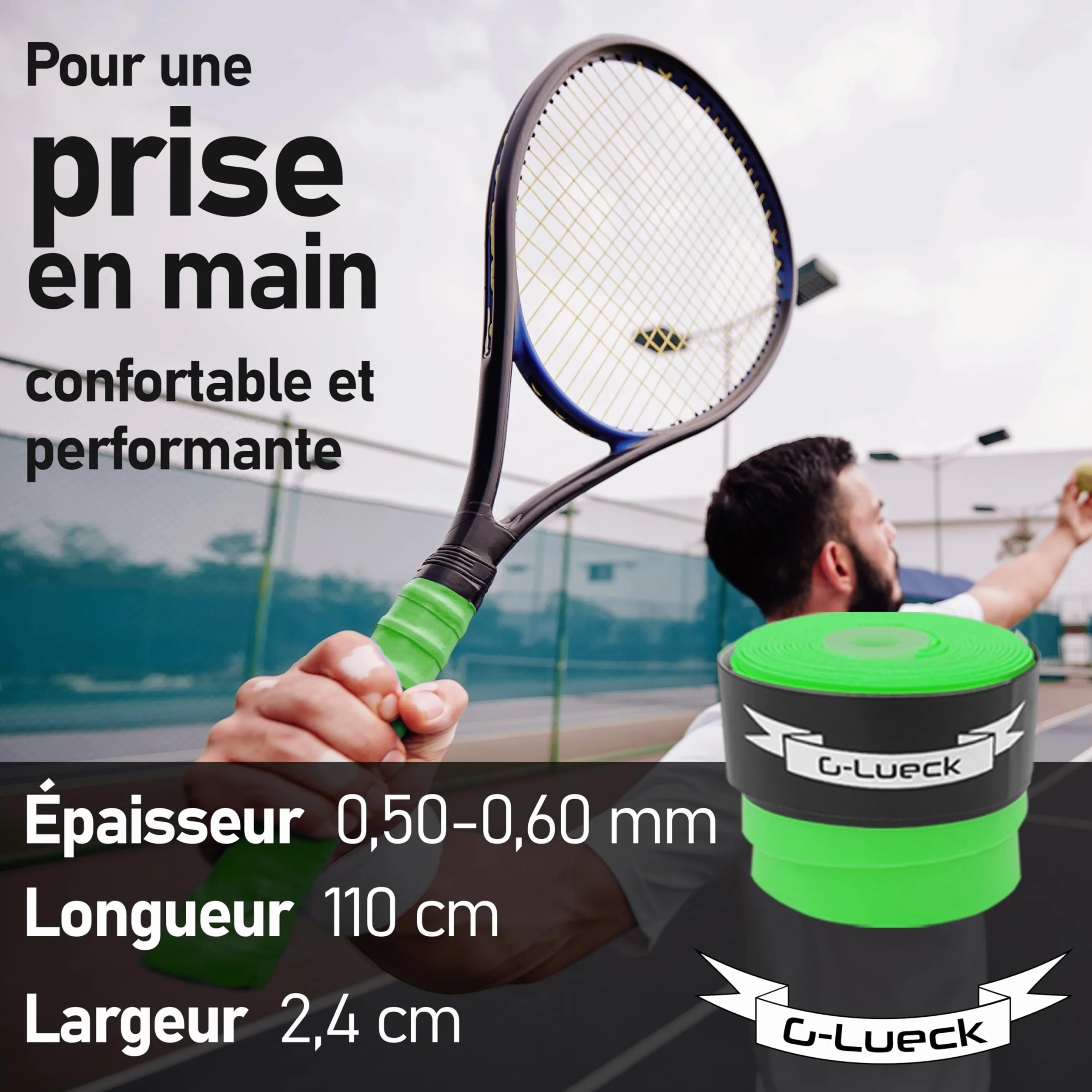 G-Lueck Talent Grip Surgrip Lot de 27 Grips de Tennis très adhérent Épaisseur 0,60 mm pour Raquettes de Tennis