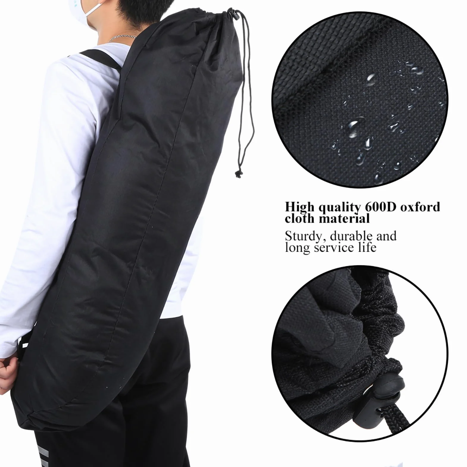 Sac de Planche à roulettes Imperméable Tissu Oxford 600D Pliable Noir