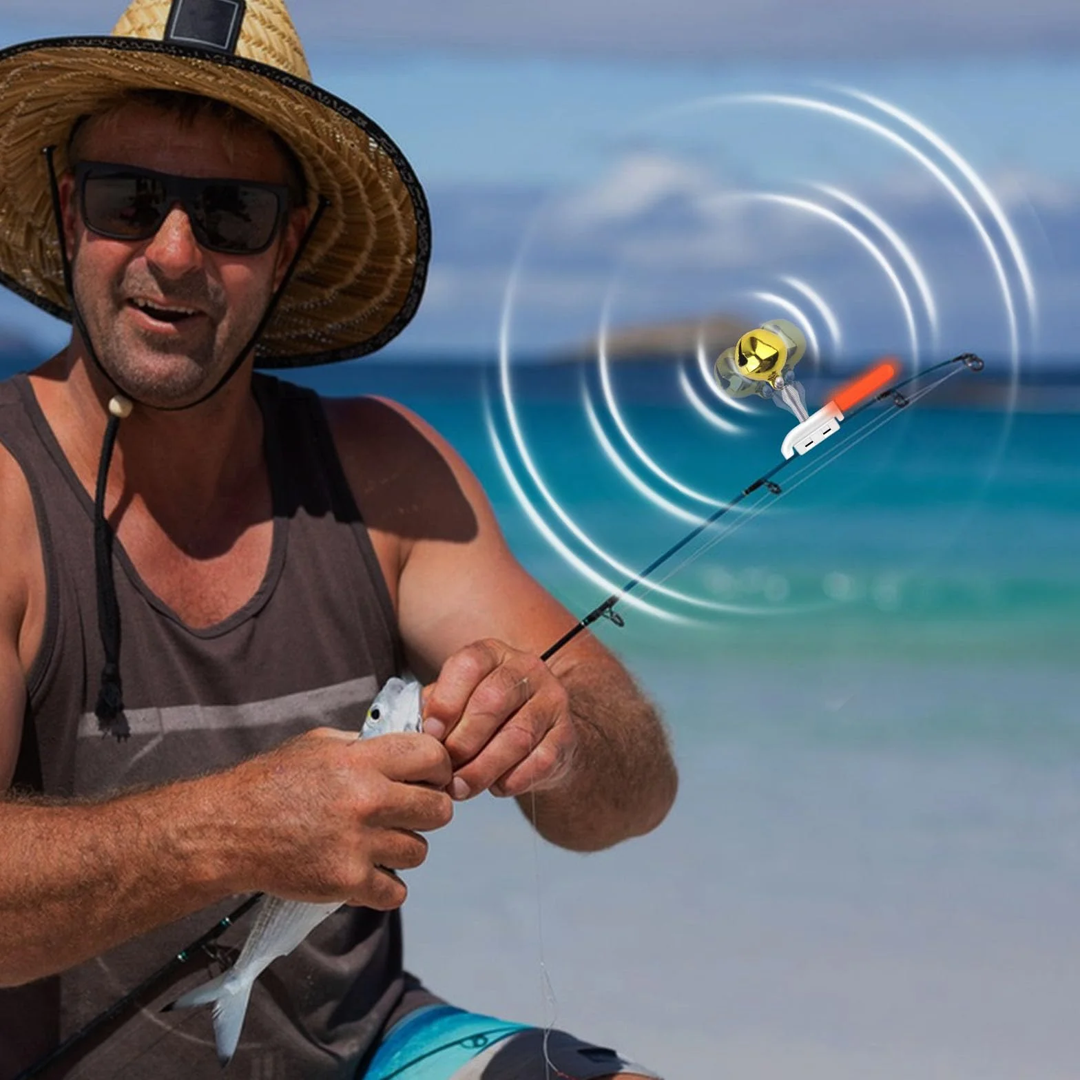 Clochette de Peche Lumineux Detecteur de Touche 4 Pièces pour Canne a Peche Accessoires Peche（Vert/Rouge）