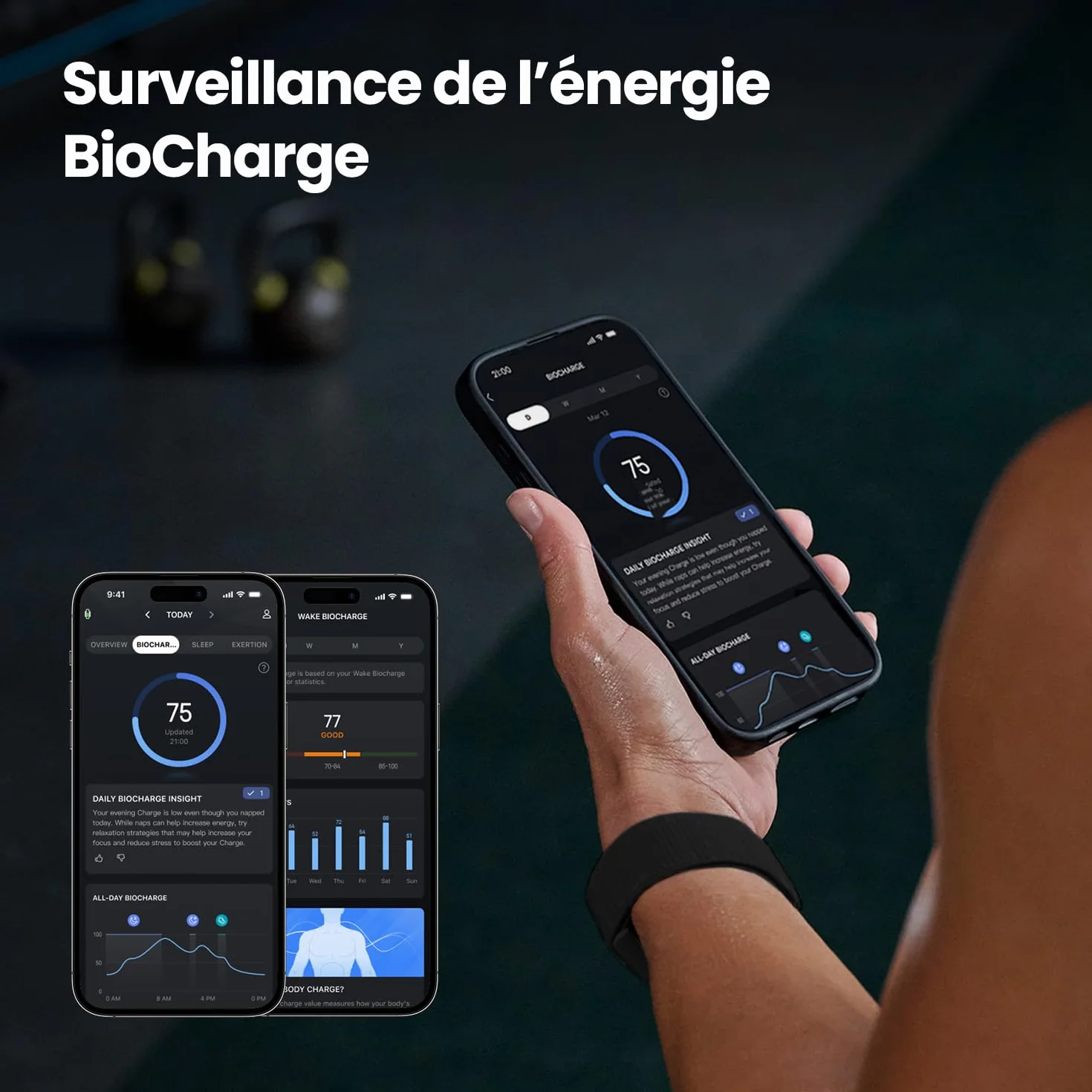 Amazfit Helio Strap Bracelet d'Activité Suivi Sommeil Cardio 10 Jours Batterie 50+ Modes de Sport Musculation Course Hyrox Tracker d'Activité Android iOS