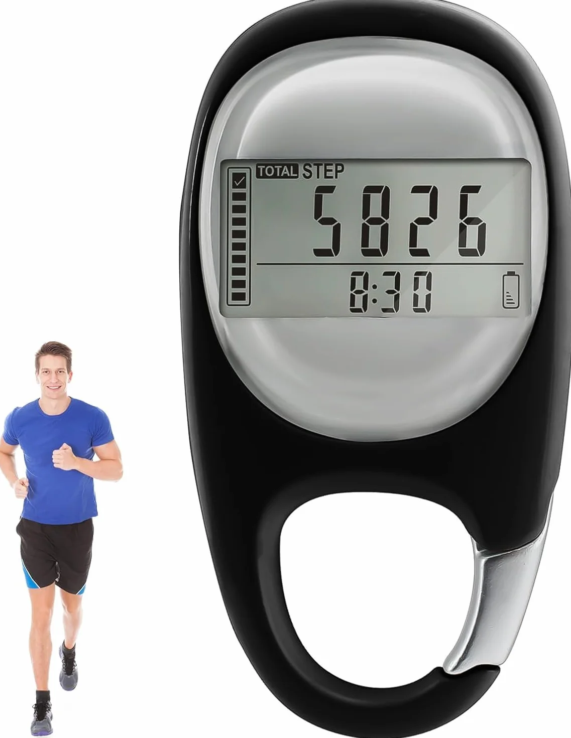 Podomètre 3D avec clip montre pour personnes âgées, marche, course, sport