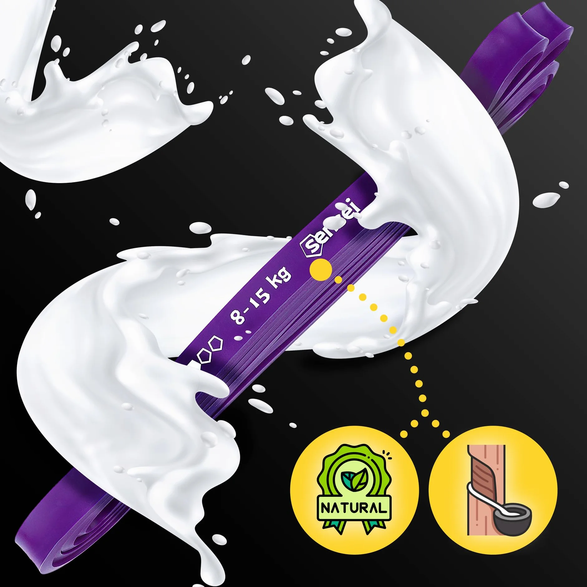 SENSEI Bande Élastique Musculation Traction – Élastique Résistance Latex Naturel avec E-Book