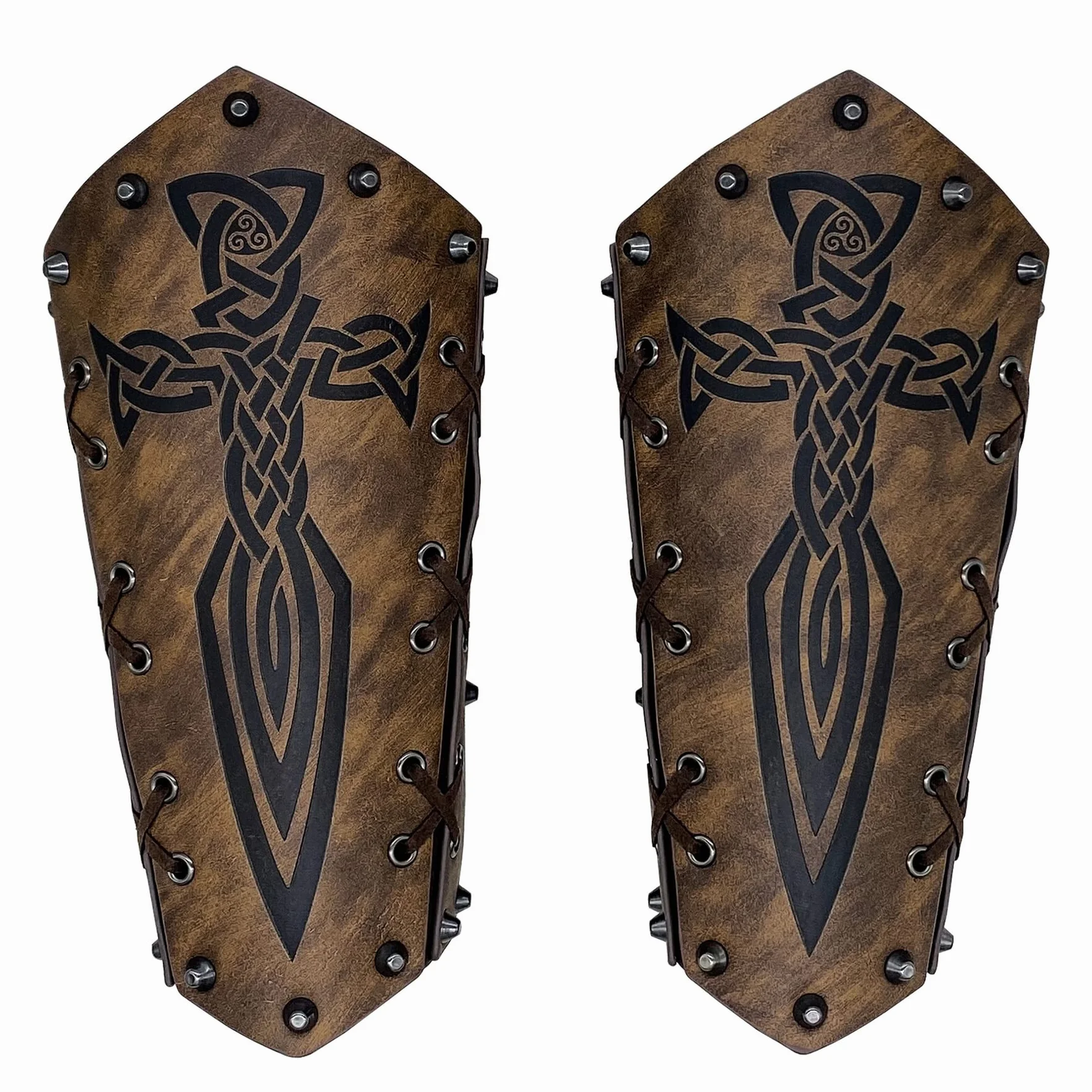 Bracelets Viking pour Homme, Gantelets Médiévaux en Faux Cuir, Vambrace Rétro pour LARP Cosplay