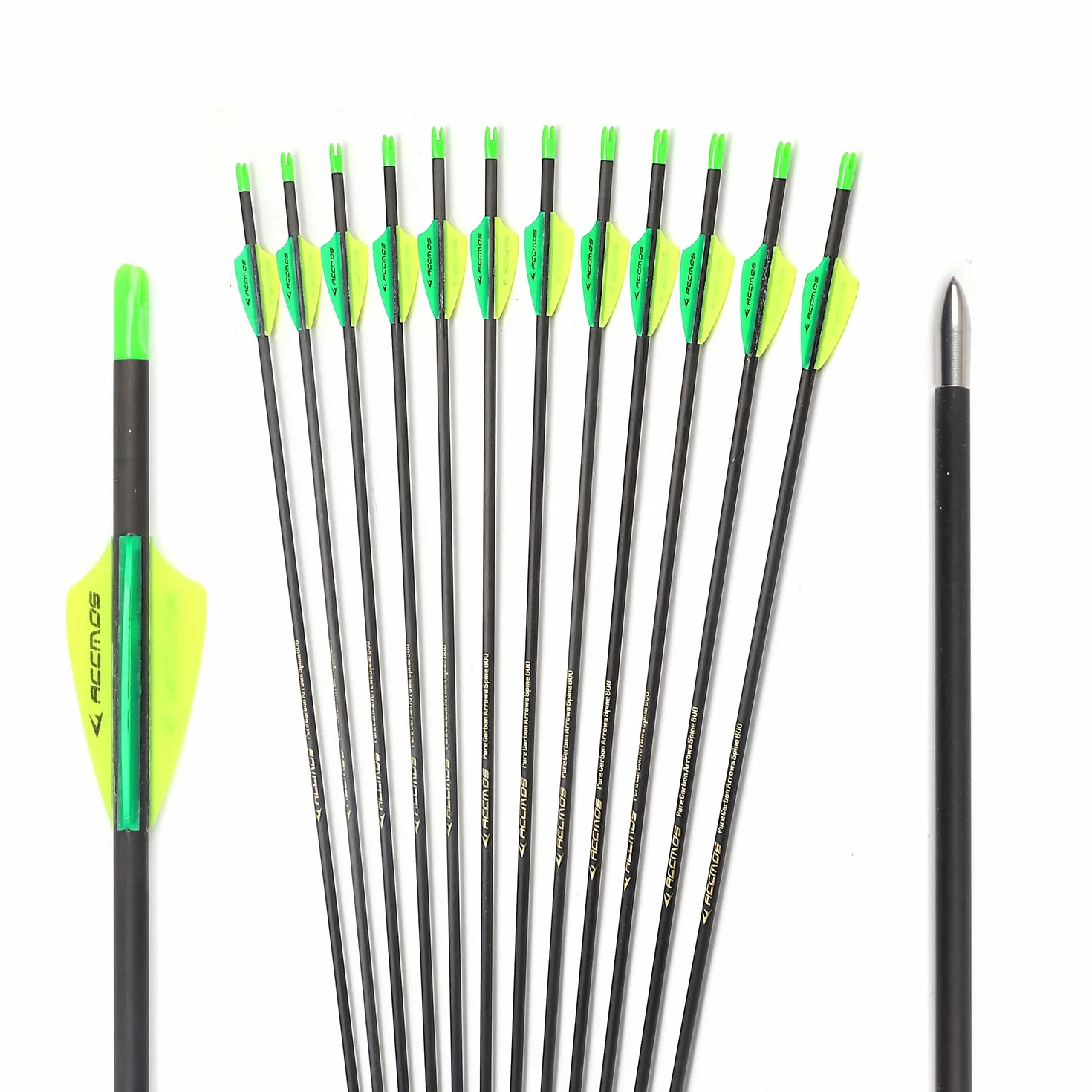 ACCMOS 800-Spine Flèche 30-Pouces Carbone Chasse Arc à Poulies Adulte Jeunesse Tir à l’Arc 12pcs