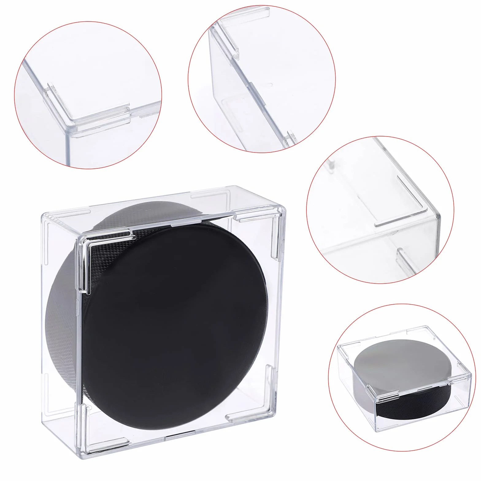BTSKY Lot de 4 supports carrés transparents empilables pour palets de hockey sur glace