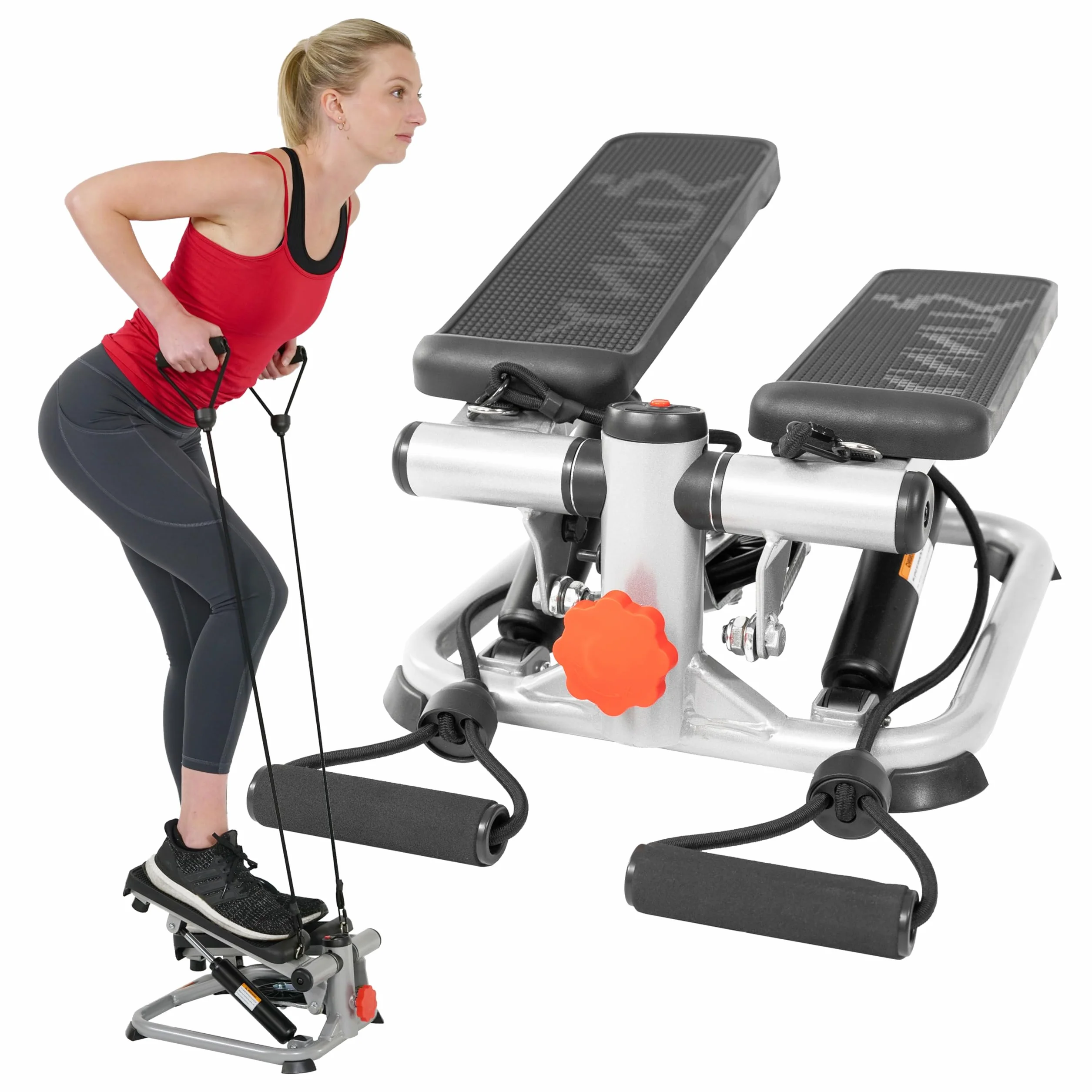 Sunny Health & Fitness Mini Stepper Machine de Step avec Mouvement de Rotation et Bandes de Résistance