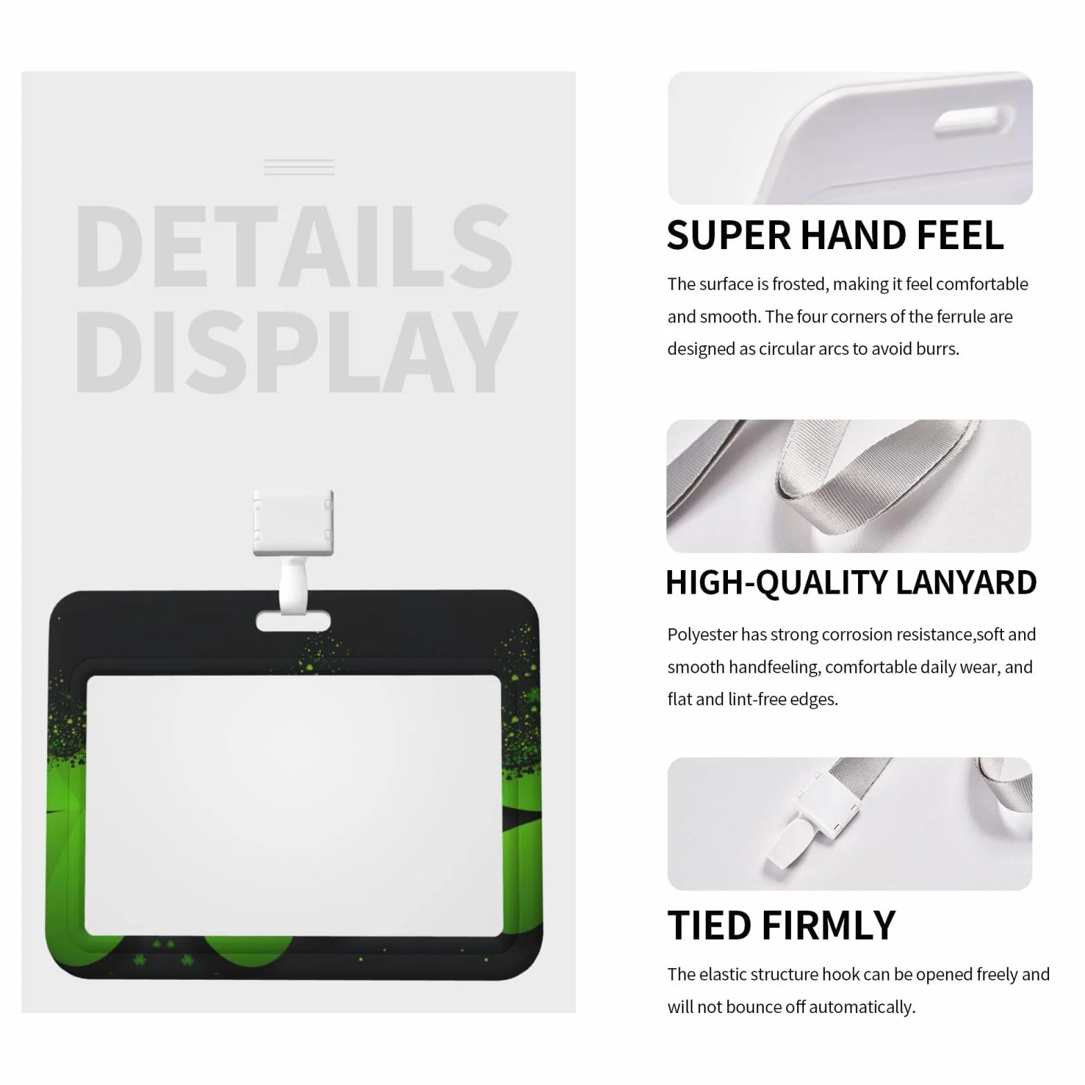 Porte-badge en plastique ABS transparent étanche refermable forme trèfle fond noir