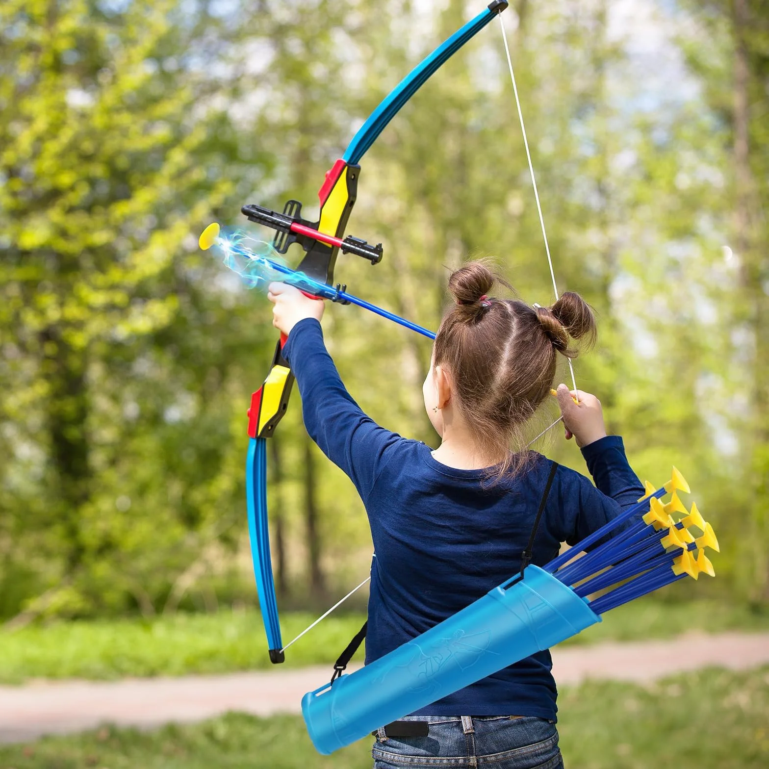 Ventouse Flèches 42 cm avec Carquois, Accessoires de Tir à Larc, Ensemble pour Enfants