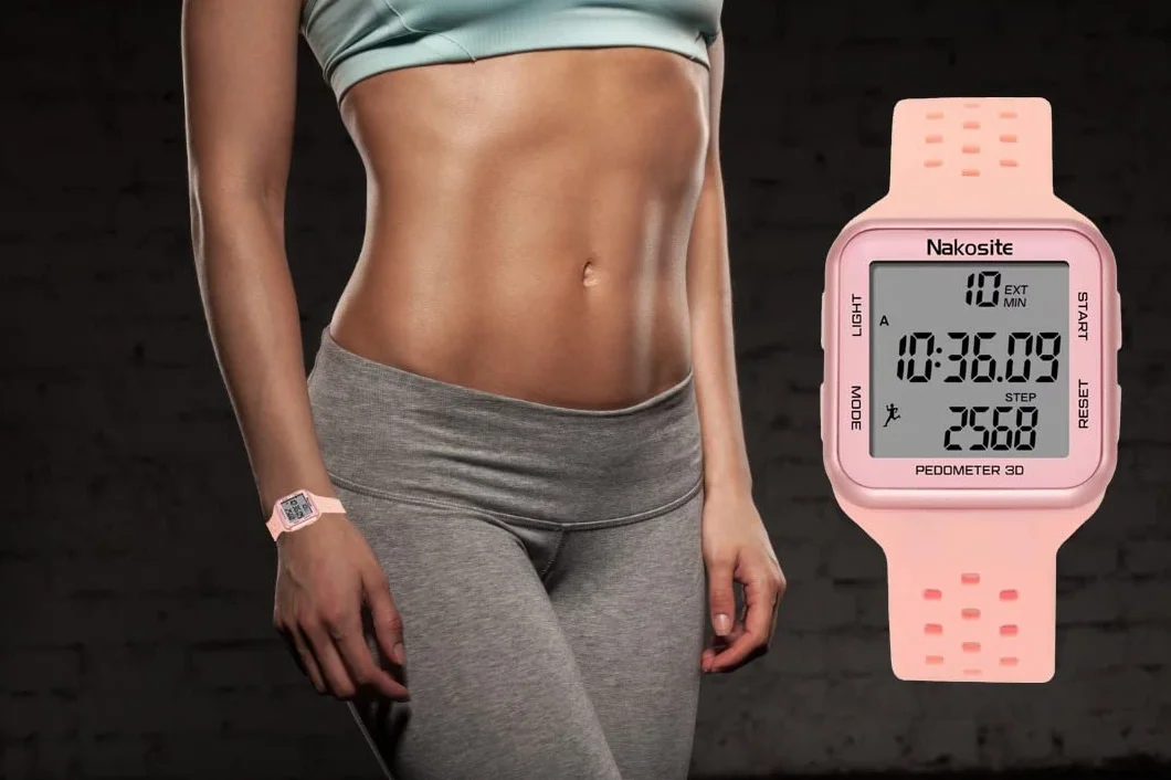 FIT2433P Smartwatch Montre Podometre Compteur de Pas Précis Alarme Homme Femme Enfant Rose