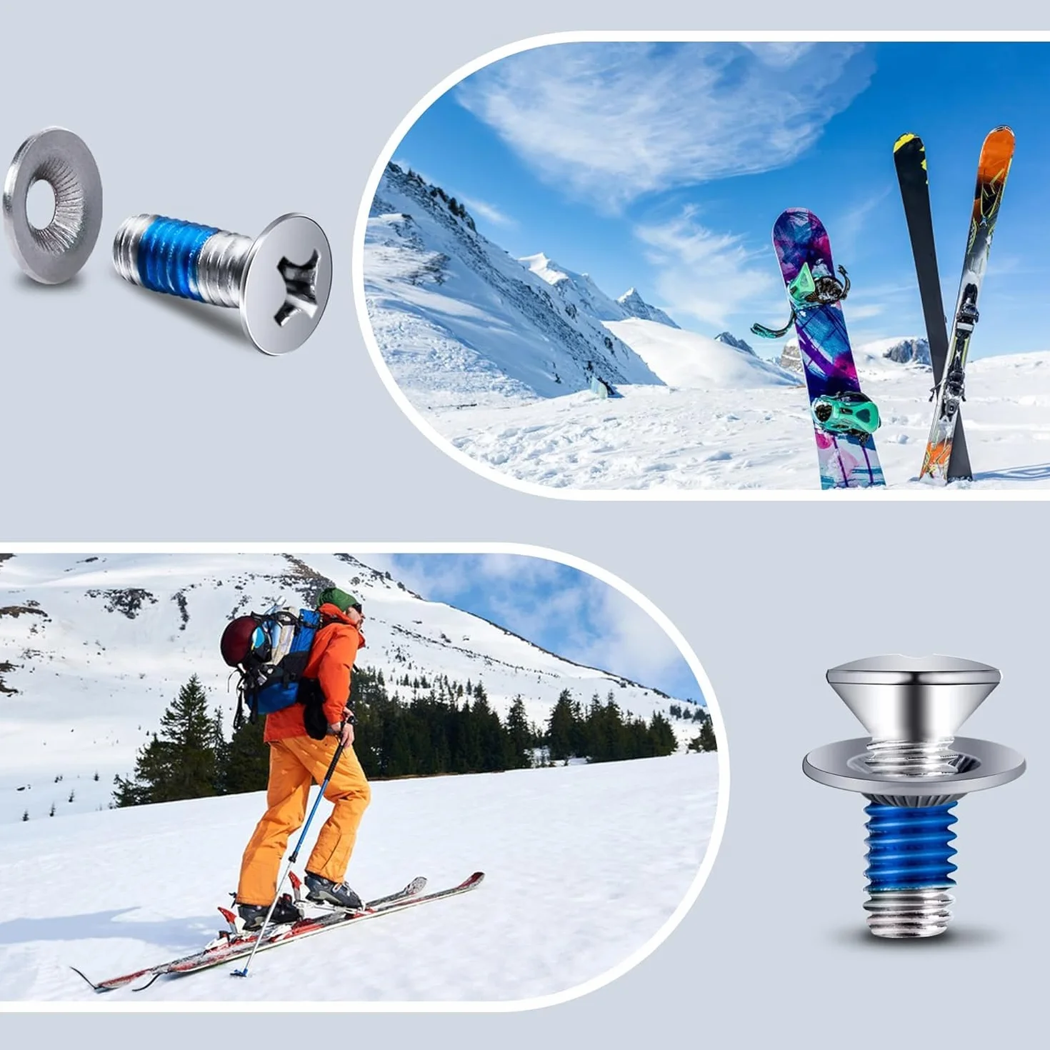Lot de 32 vis de fixation pour snowboard avec rondelles