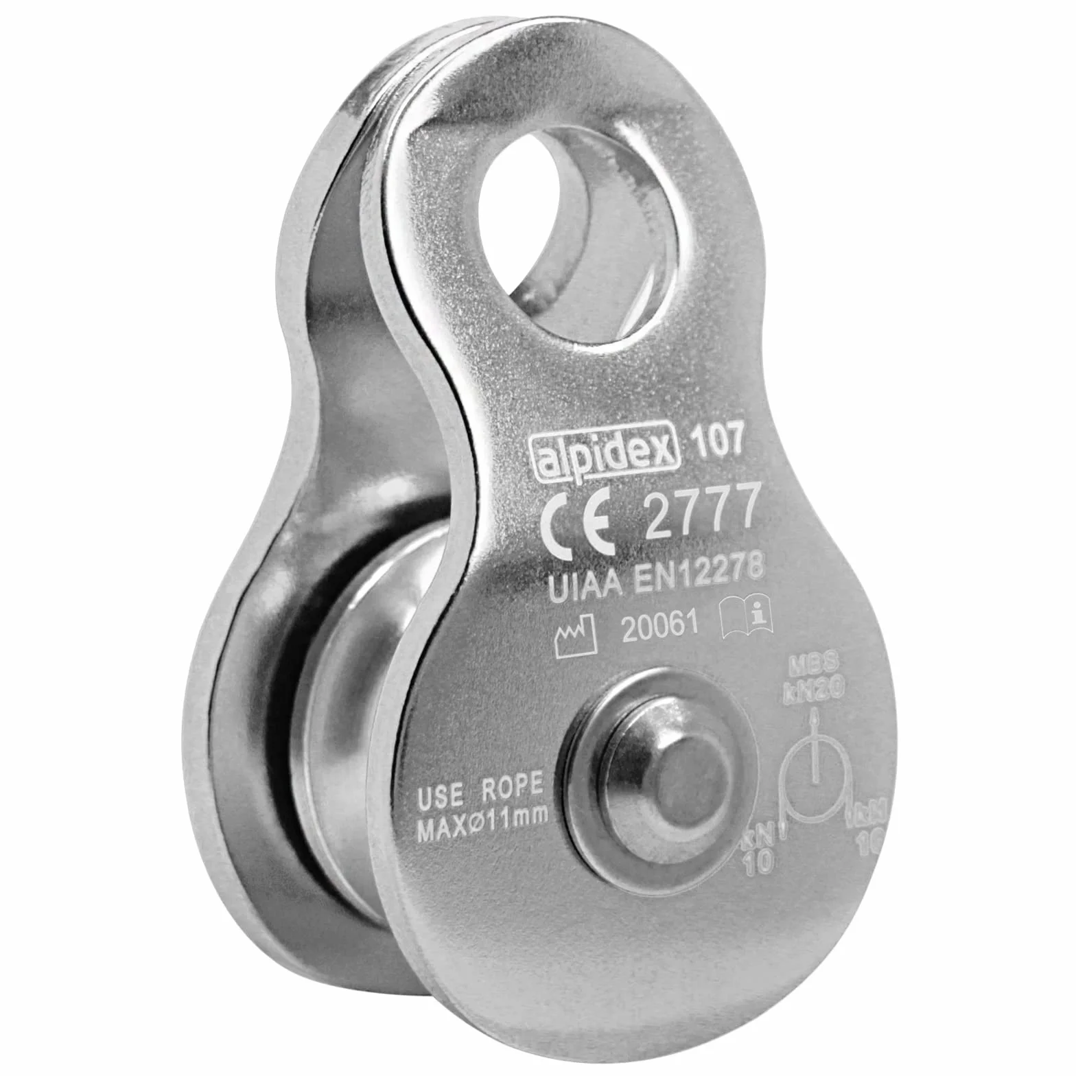 ALPIDEX Poulie de Renvoi 20 kN EN12278 Mobile Pulley Câbles 11 mm Diamètre