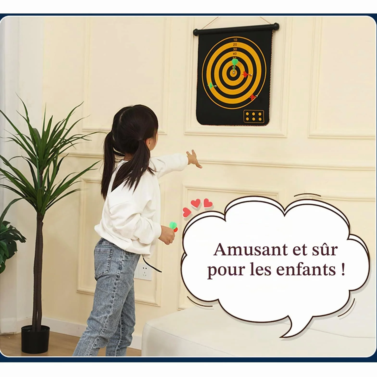 Magnétique Cible de Fléchette Ø38cm - Jeu de Fléchettes Sécurisé pour Enfants et Adultes
