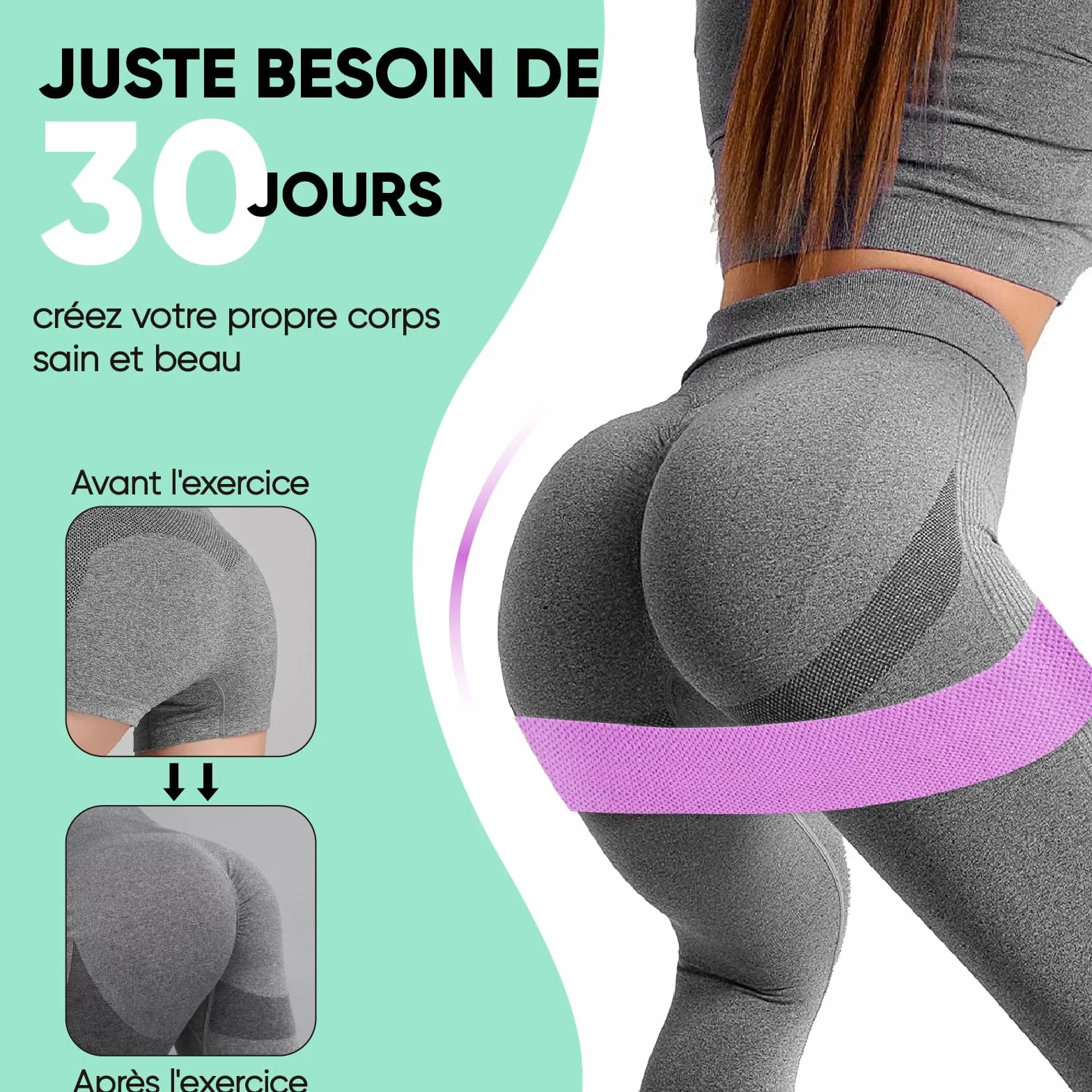 Suright Bande Élastique Musculation en Tissu, 3 Niveaux de Force, Élastique Sport Yoga Pilates Fitness