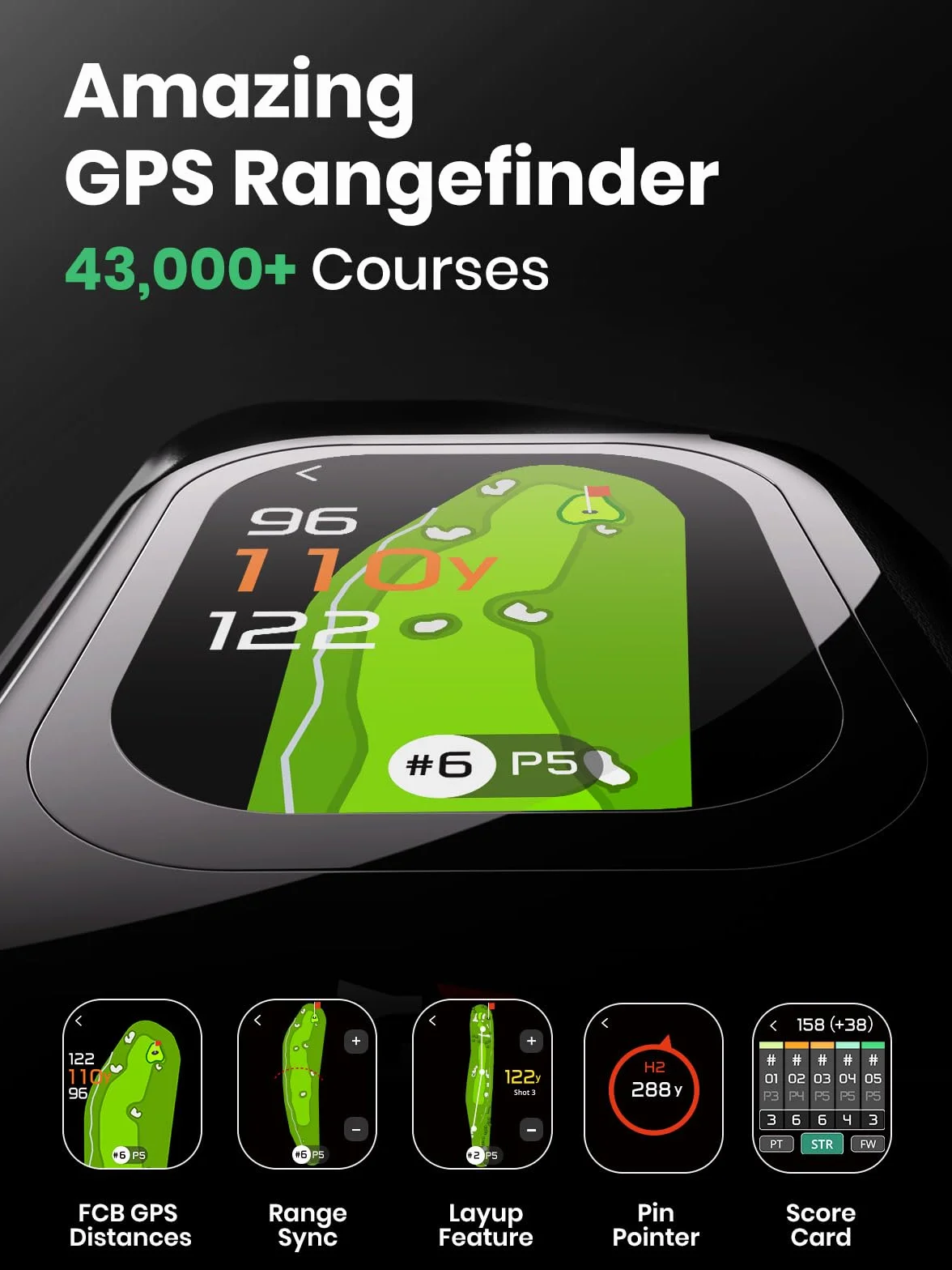 Télémètre de Golf G1 MilESEEY, Tactile & GPS avec Pente, 43000+ Courses, Verrouillage Drapeau 0.1s, 6X