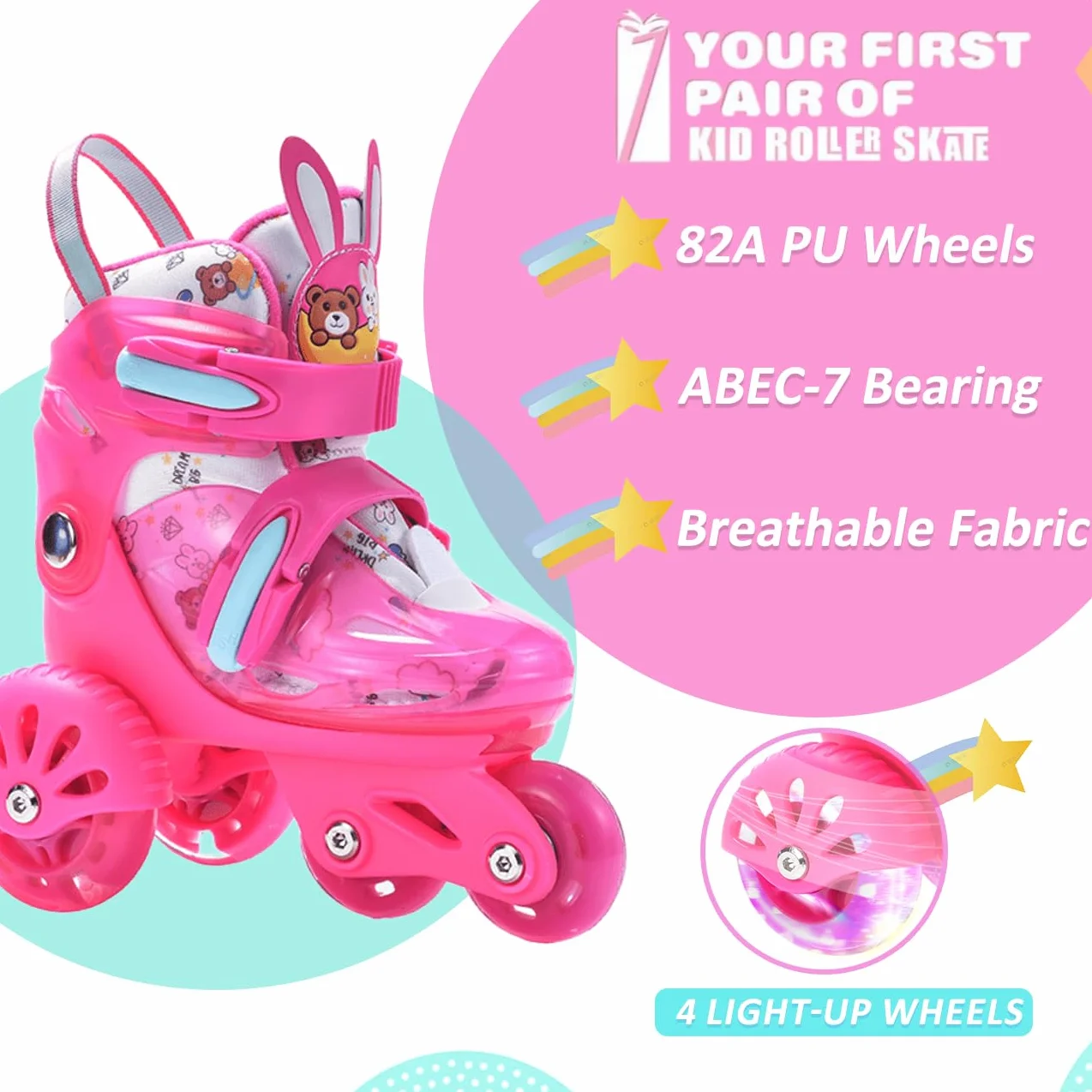 ERNAN Patins à roulettes réglables Enfants Roues Lumineuses