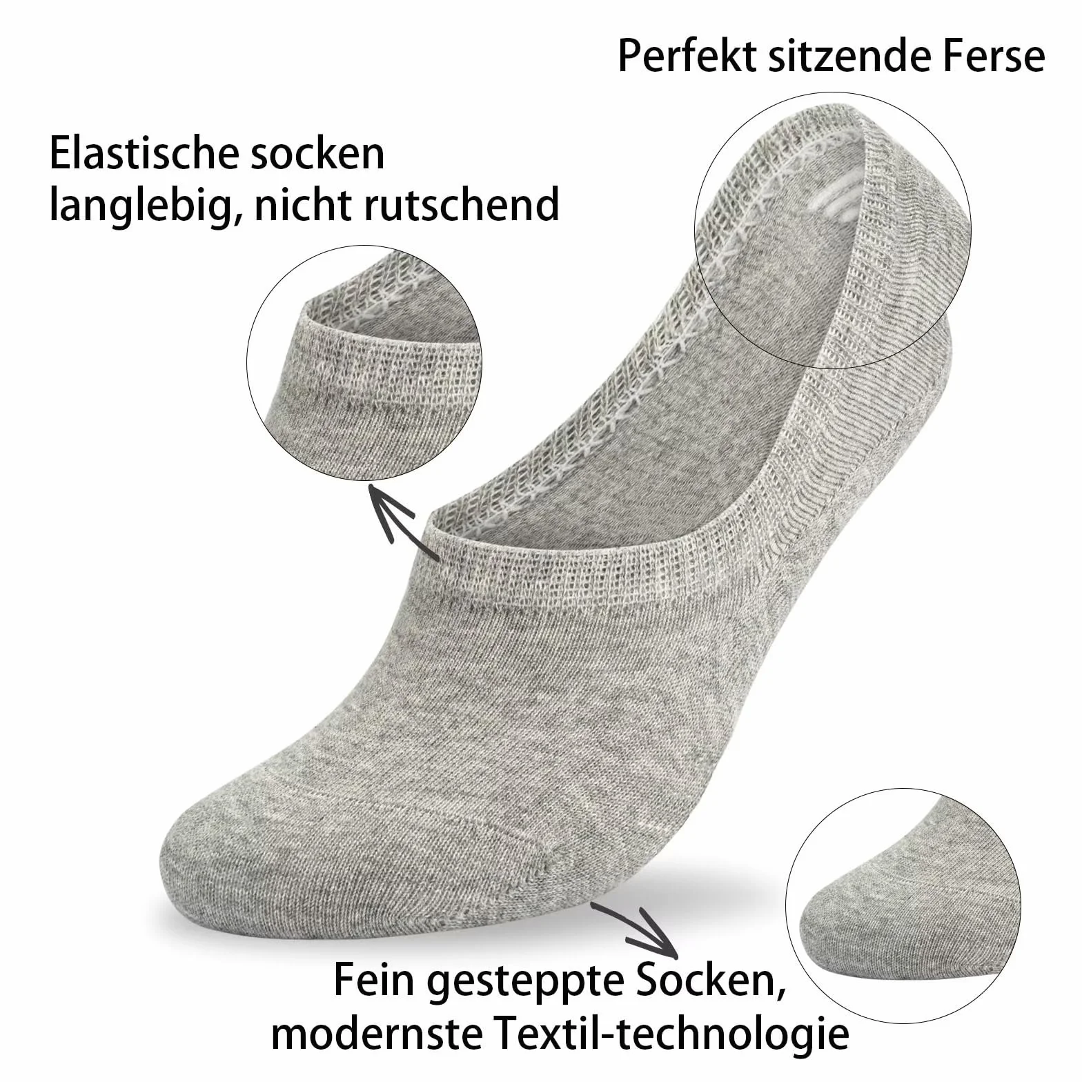 Chaussettes Basses Invisibles Sport Coton Antiglisse 10 Paires