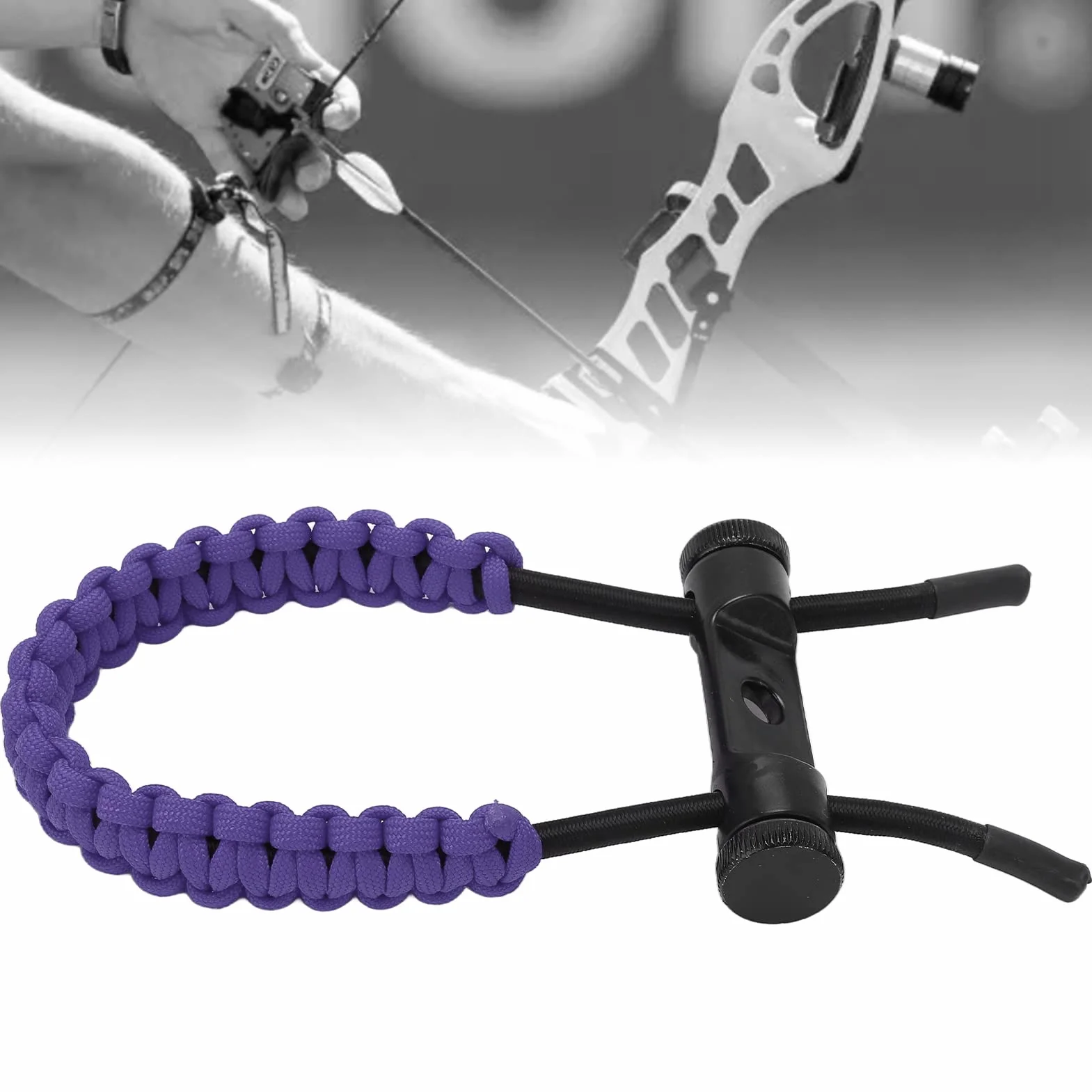 Élingues de Poignet D'arc à Poulies Réglables, Corde de Dragonne Durable pour Tir à L'arc (Violet)