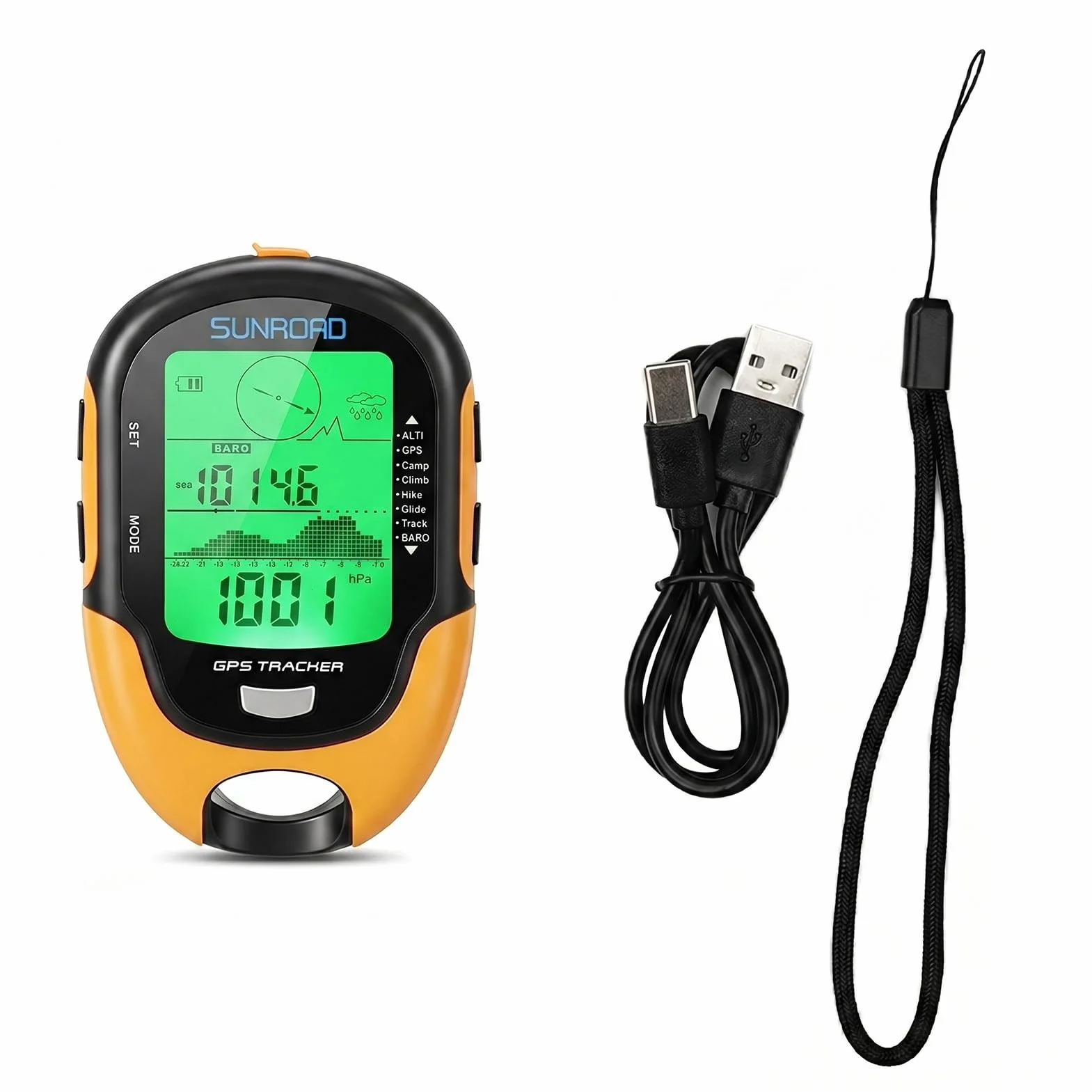 Altimètre Baromètre GPS Haute Précision IPX4 avec Boussole Thermomètre Hygromètre