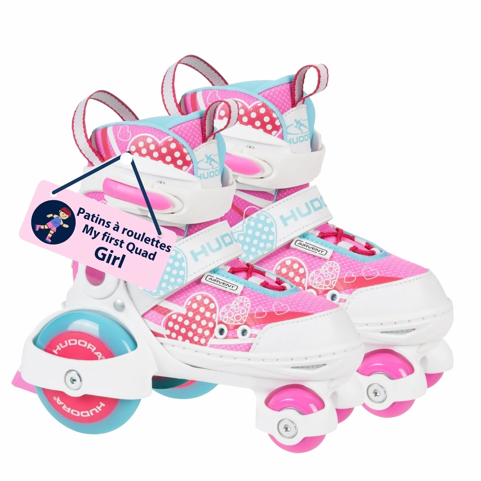 HUDORA Patins à roulettes My First Quad Taille réglable Enfants 20kg Grandes Roues