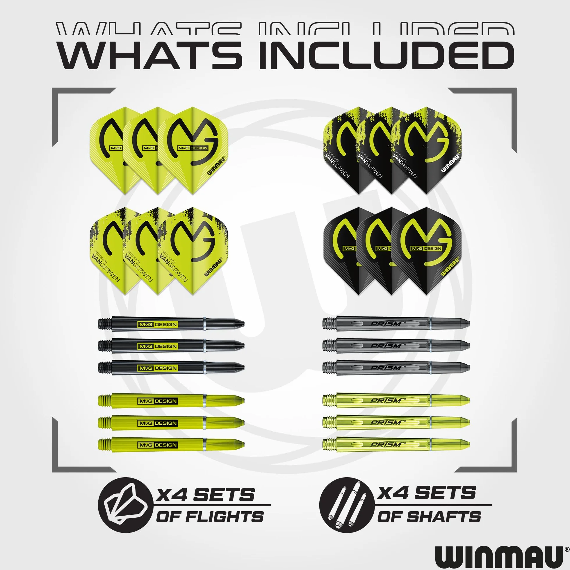 WINMAU Michael Van Gerwen MvG 50 Piece Darts Set with Shafts, Flights & Accessories