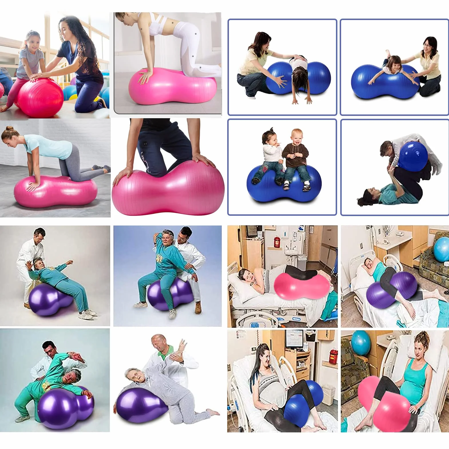 Ballon Gym Cacahuète d'Exercice pour Yoga, Grossesse, Accouchement et Fitness (Pompe Incluse)