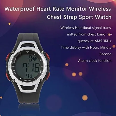 CamKpell Moniteur de fréquence Cardiaque sans Fil 3 mètres étanche Sangle de Poitrine Montre de Sport Noir