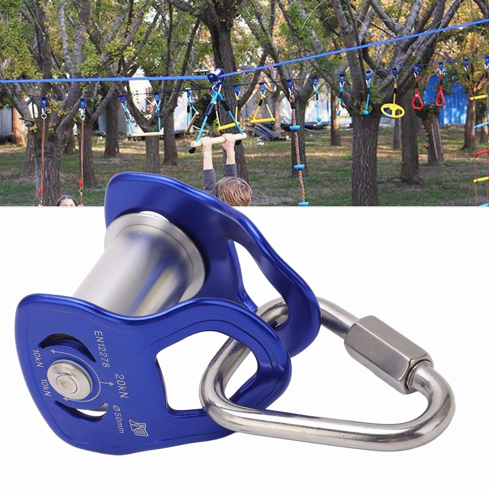 Poulie Slackline en Alliage d'Aluminium pour Enfants et Adultes, Tyrolienne de Sport en Plein Air