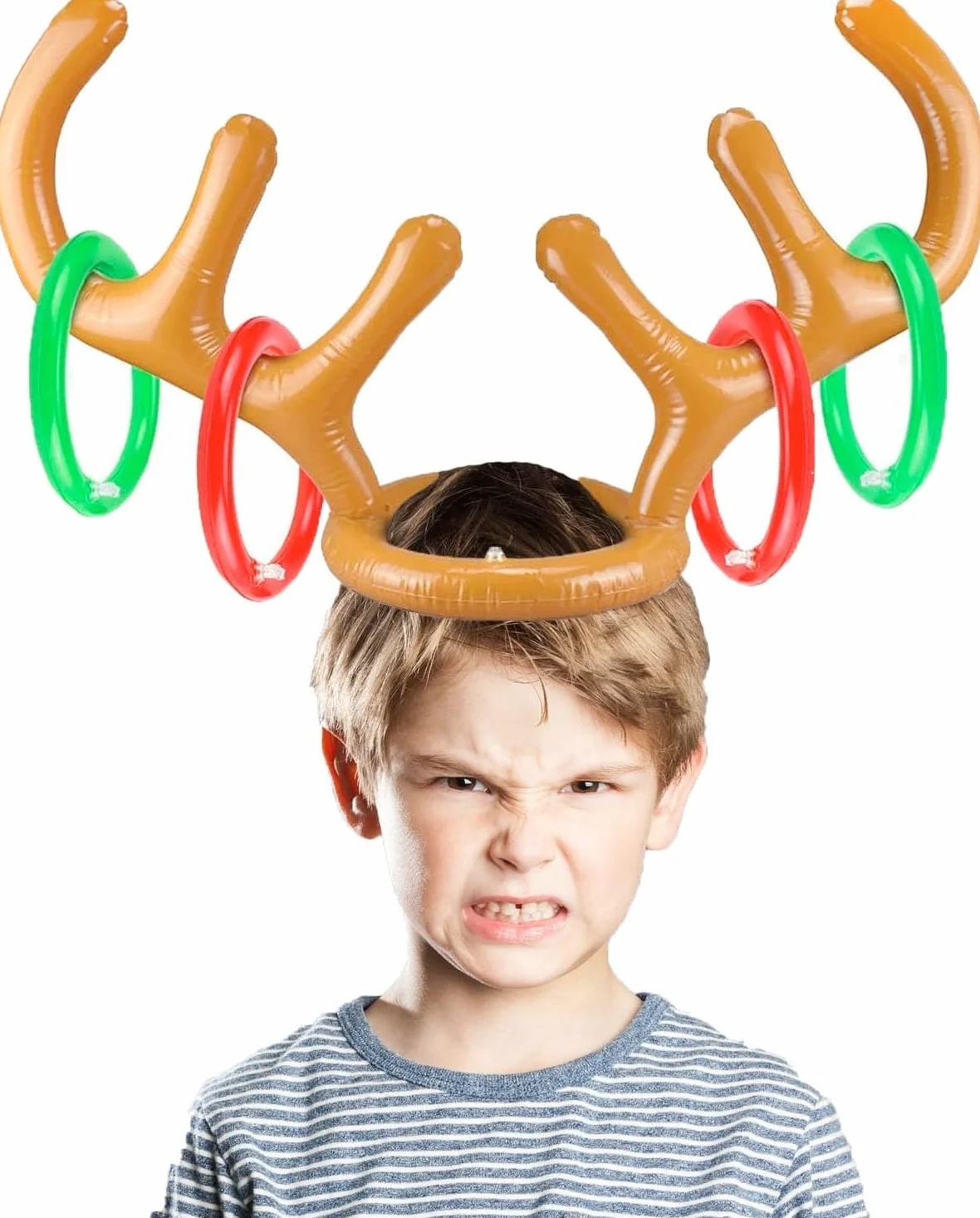 Jeu de bois de renne gonflable avec anneaux pour fête de Noël en famille