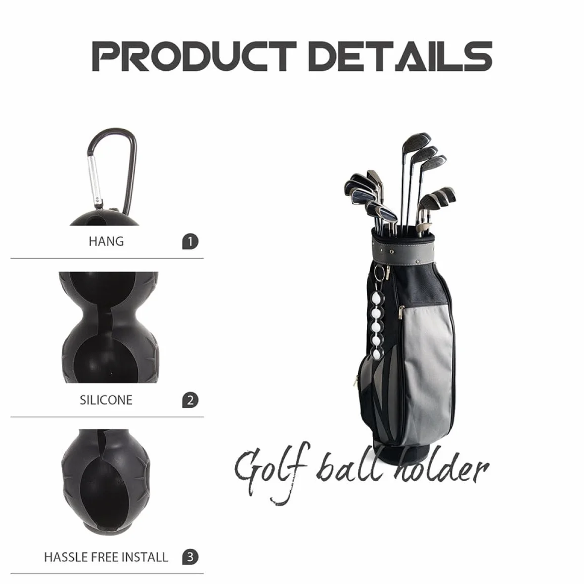 Porte-Golf en Silicone Noir Abaodam Lot de 2 Clip Portable Protection Accessoires pour Voiturette de Golf