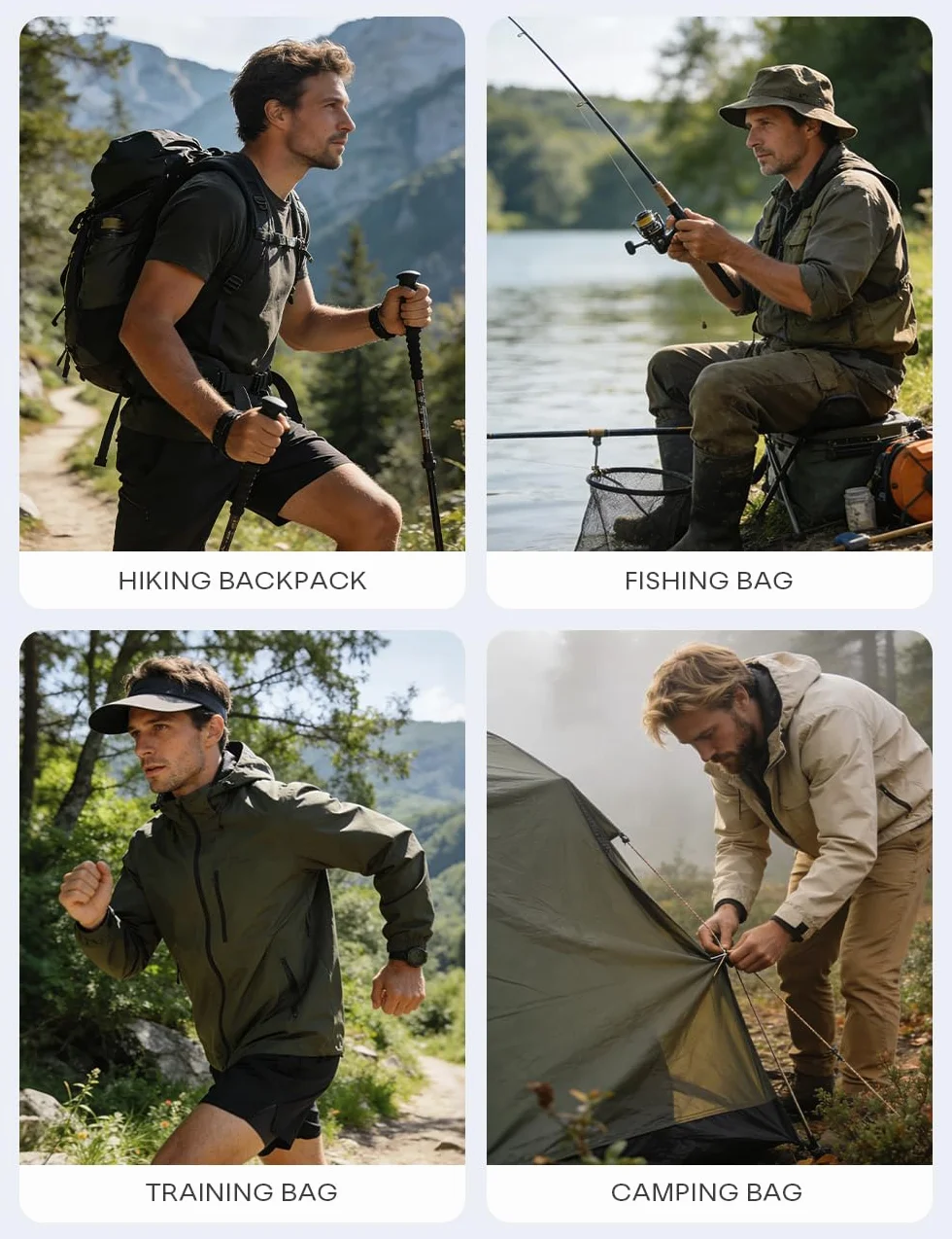 BAGZY Sac de Sport Homme 50L Voyage Tactique Militaire Imperméable 55x35x25cm Compartiment Chaussures Noir