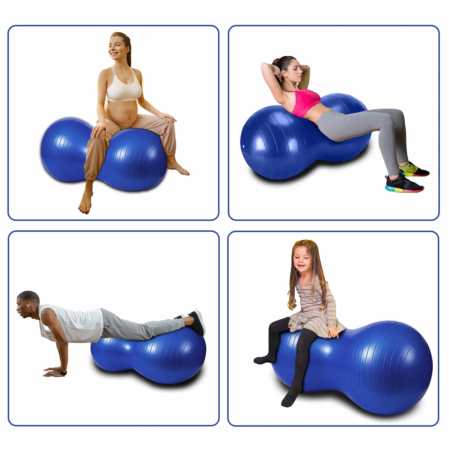 Ballon Gym Cacahuète d'Exercice pour Yoga, Grossesse, Accouchement et Fitness (Pompe Incluse)