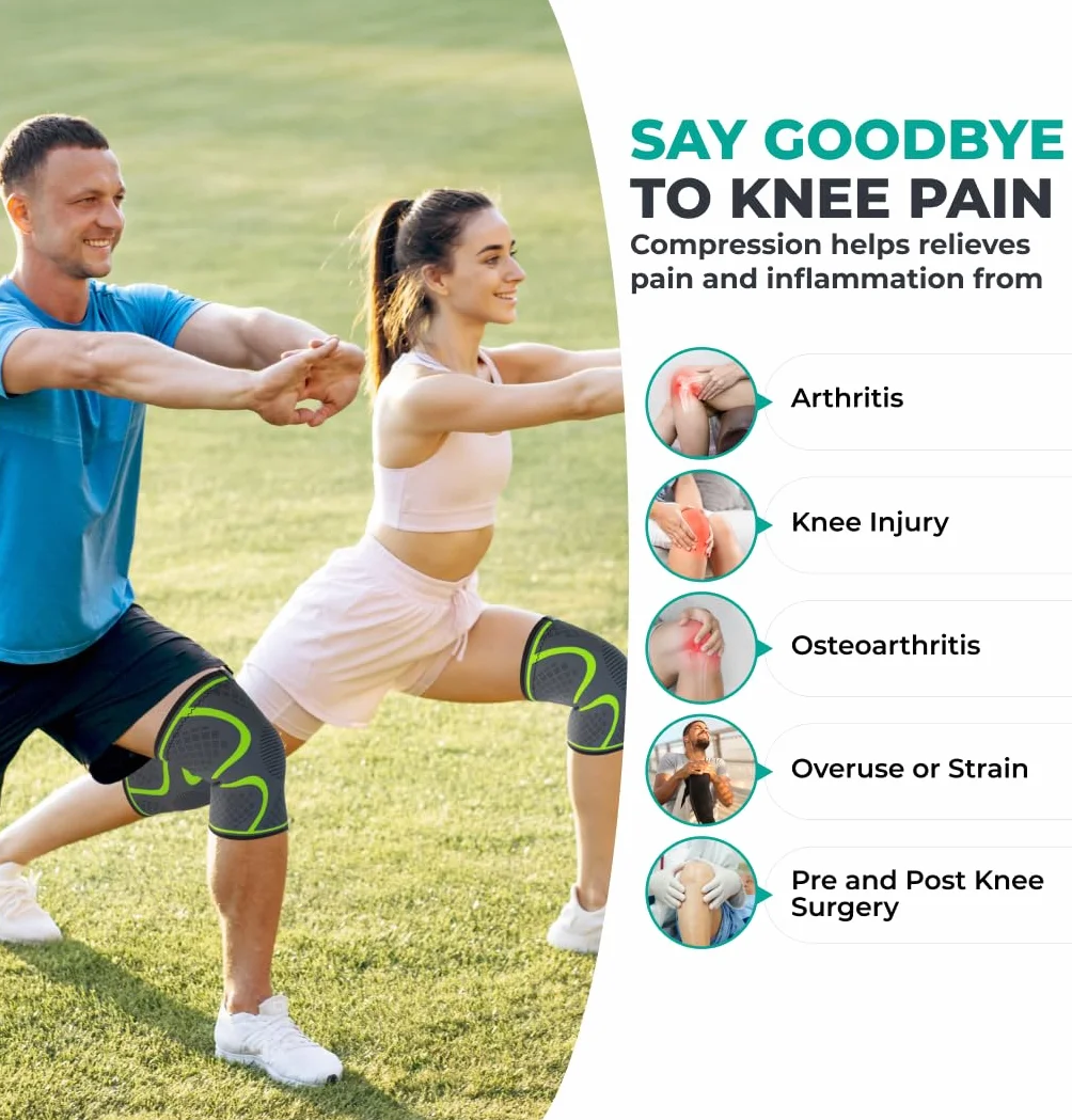 MODVEL Genouillère sport 2 Pièces Ligamentaire Genou, Maintien Compression Genoux Médicales Arthrose Course Douleur
