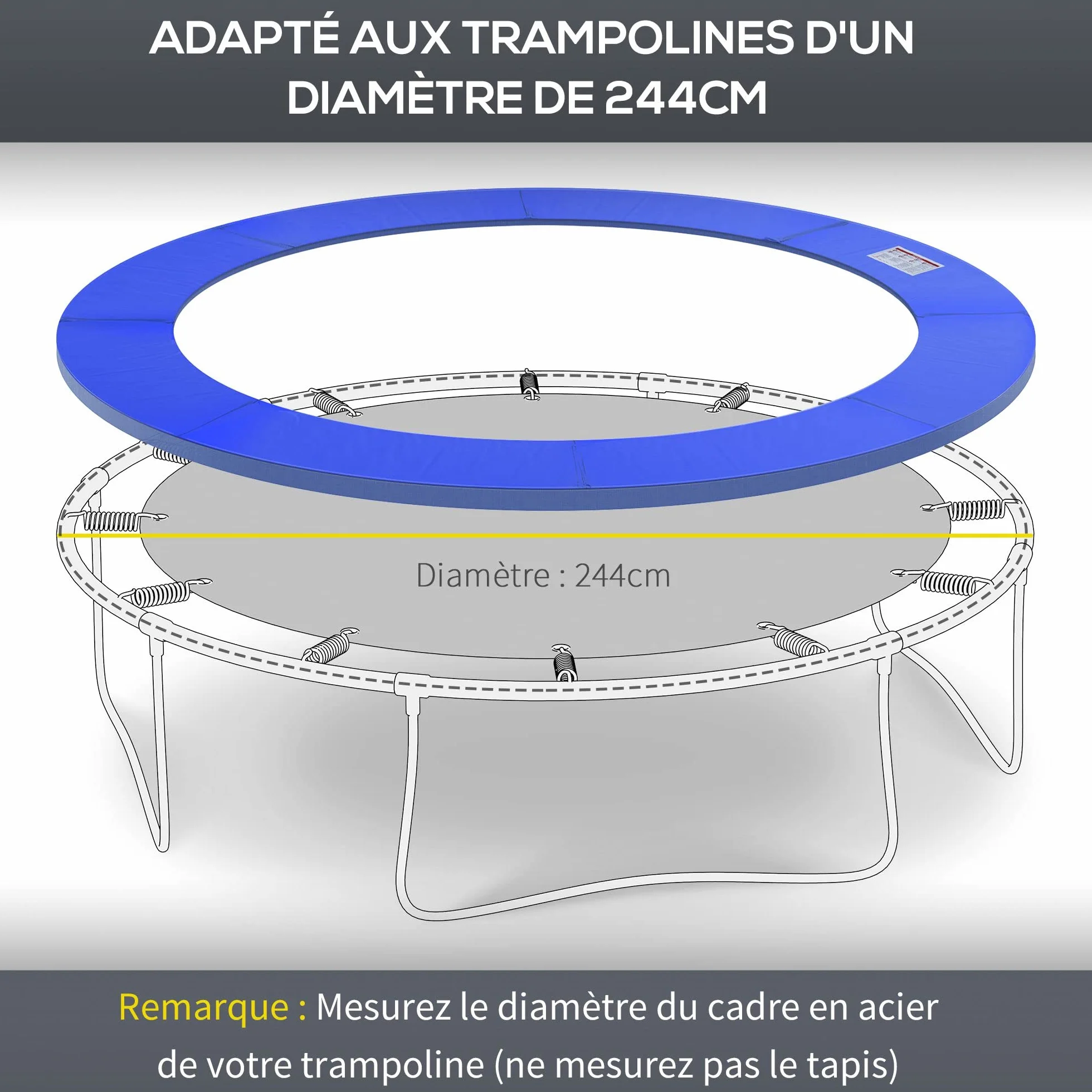 HOMCOM Bâche de Protection pour Trampoline Ø 244 305 366 cm Résistant aux UV Anti-déchirure