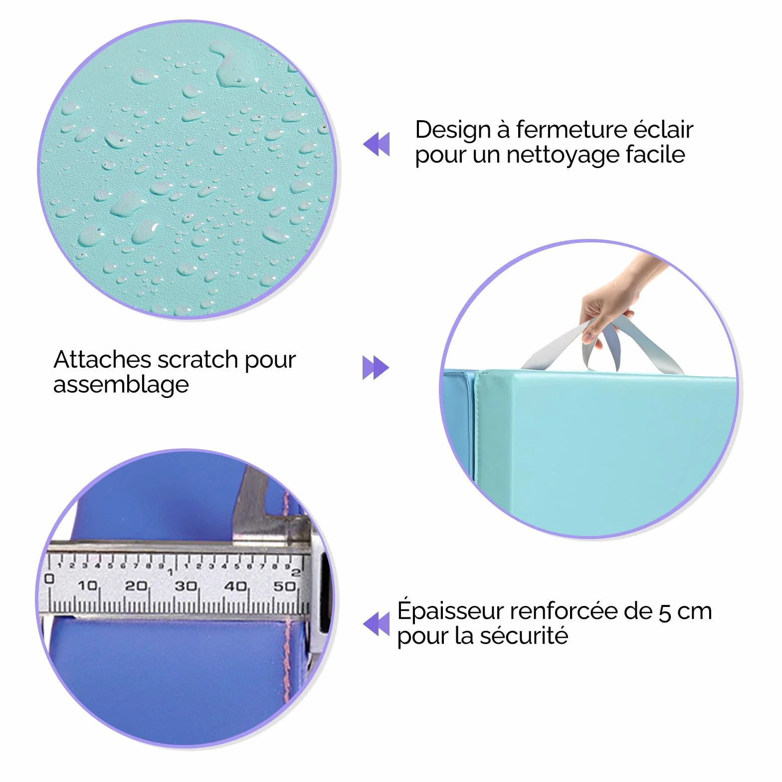 Bonnlo Tapis de Gymnastique Pliable, PU + EPE Épaissi, avec Poignée de Transport