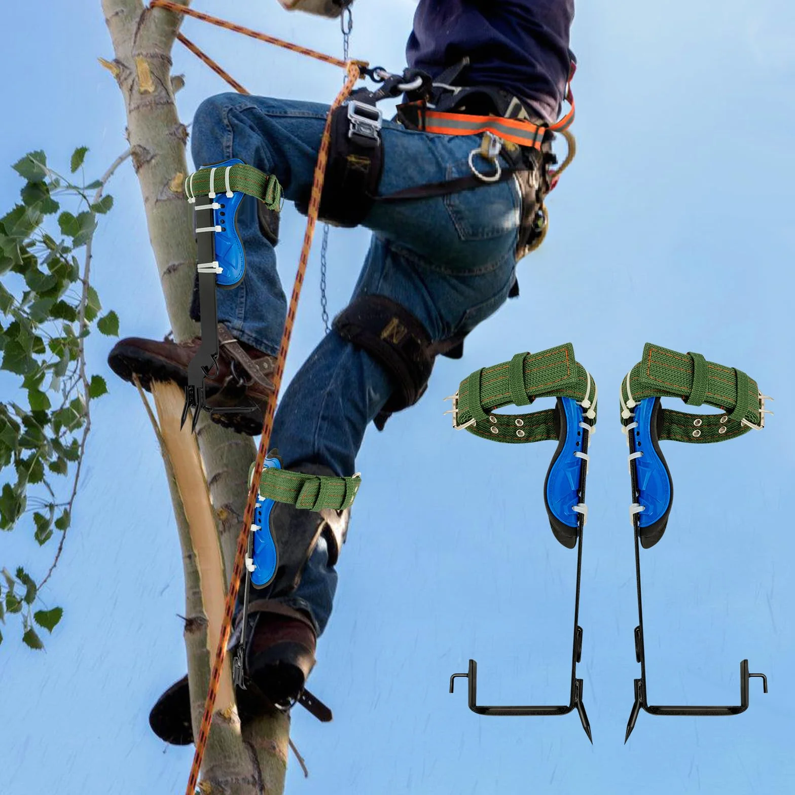 Kit d'équipement d'escalade pour arbres, crampons forestiers, pointes avec bande de sécurité