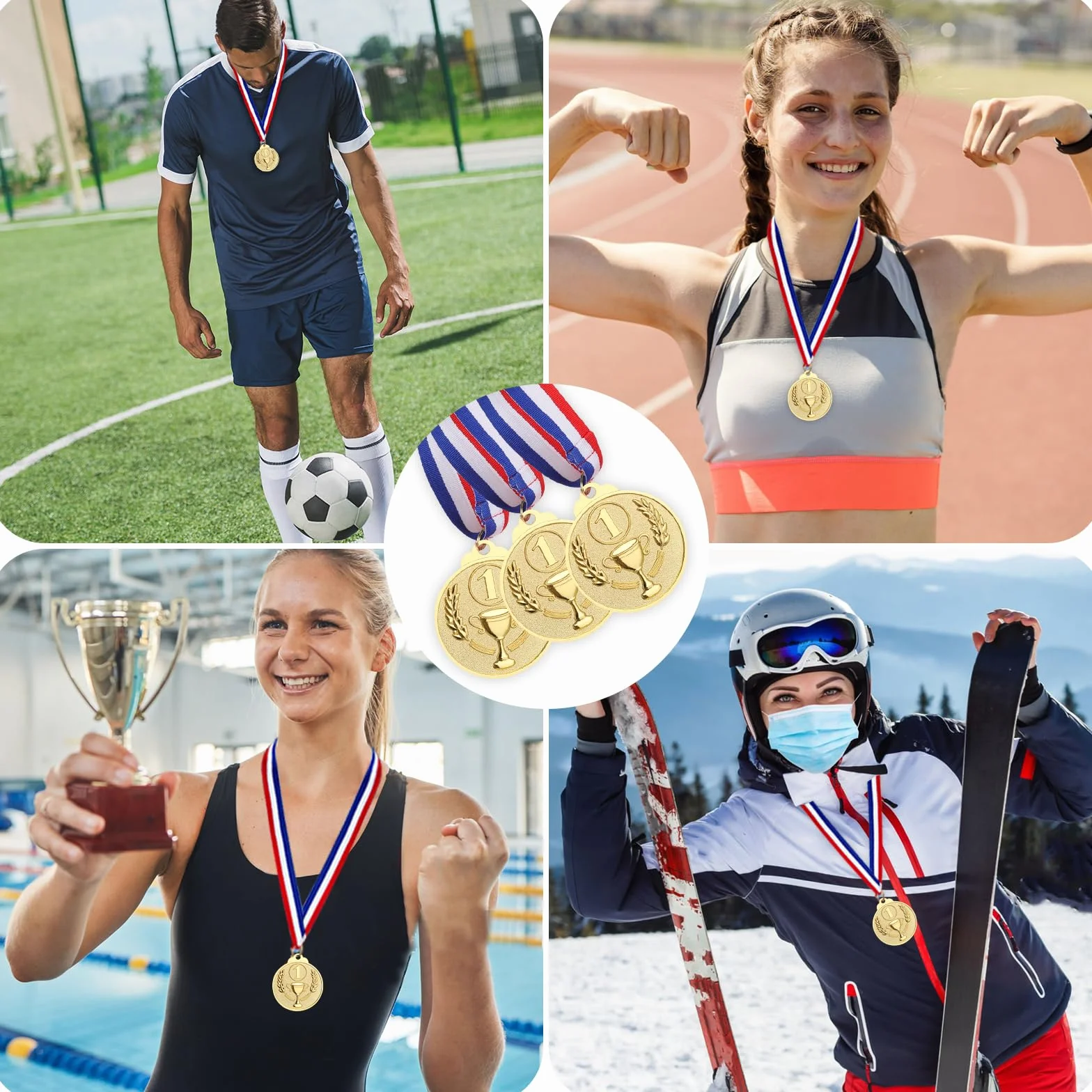 Médailles Métal Diamètre 5 cm avec Collier pour Enfants Compétition Sports Jeux