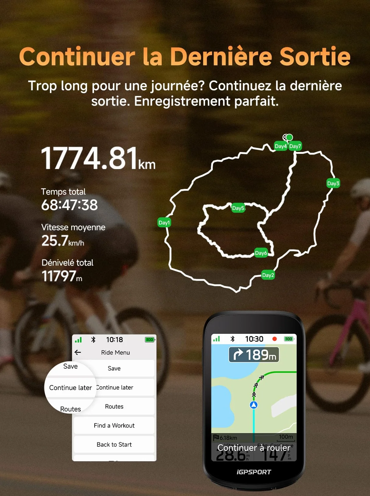 iGPSPORT BSC500 Compteur Velo sans Fil, 3,3" Écran Tactile Navigation Vocale Sonnette Électronique, 32 Go GPS