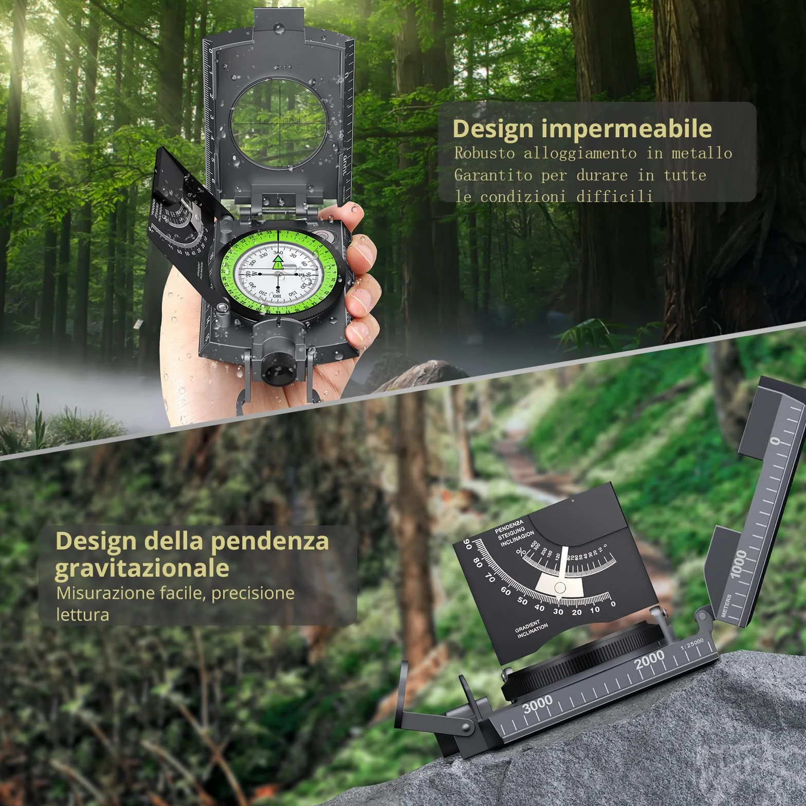 Anbte Boussole de Randonnée avec Clinomètre Militaire Professionnelle Sac de Transport pour Chasse Camping