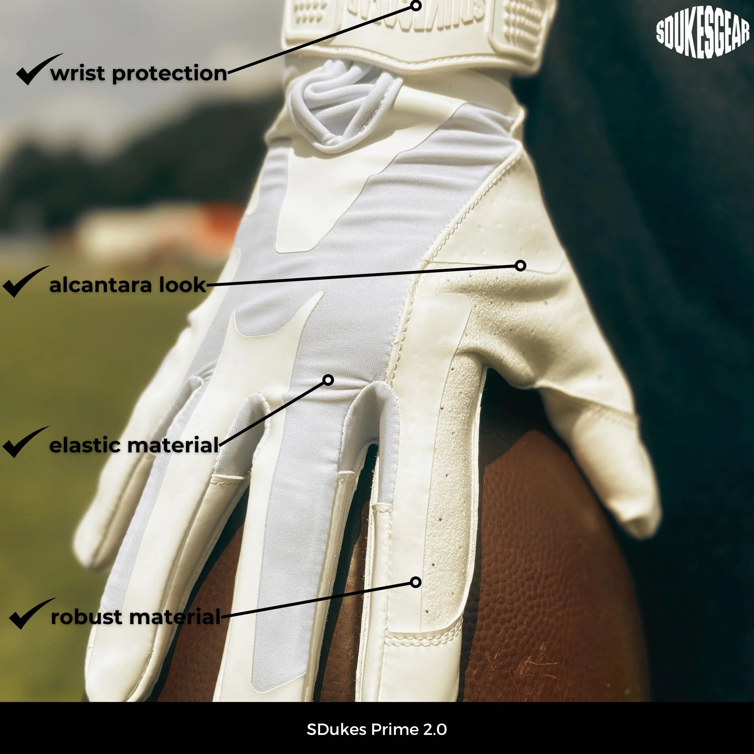 Prime 2.0 Gants de football américain Récepteur