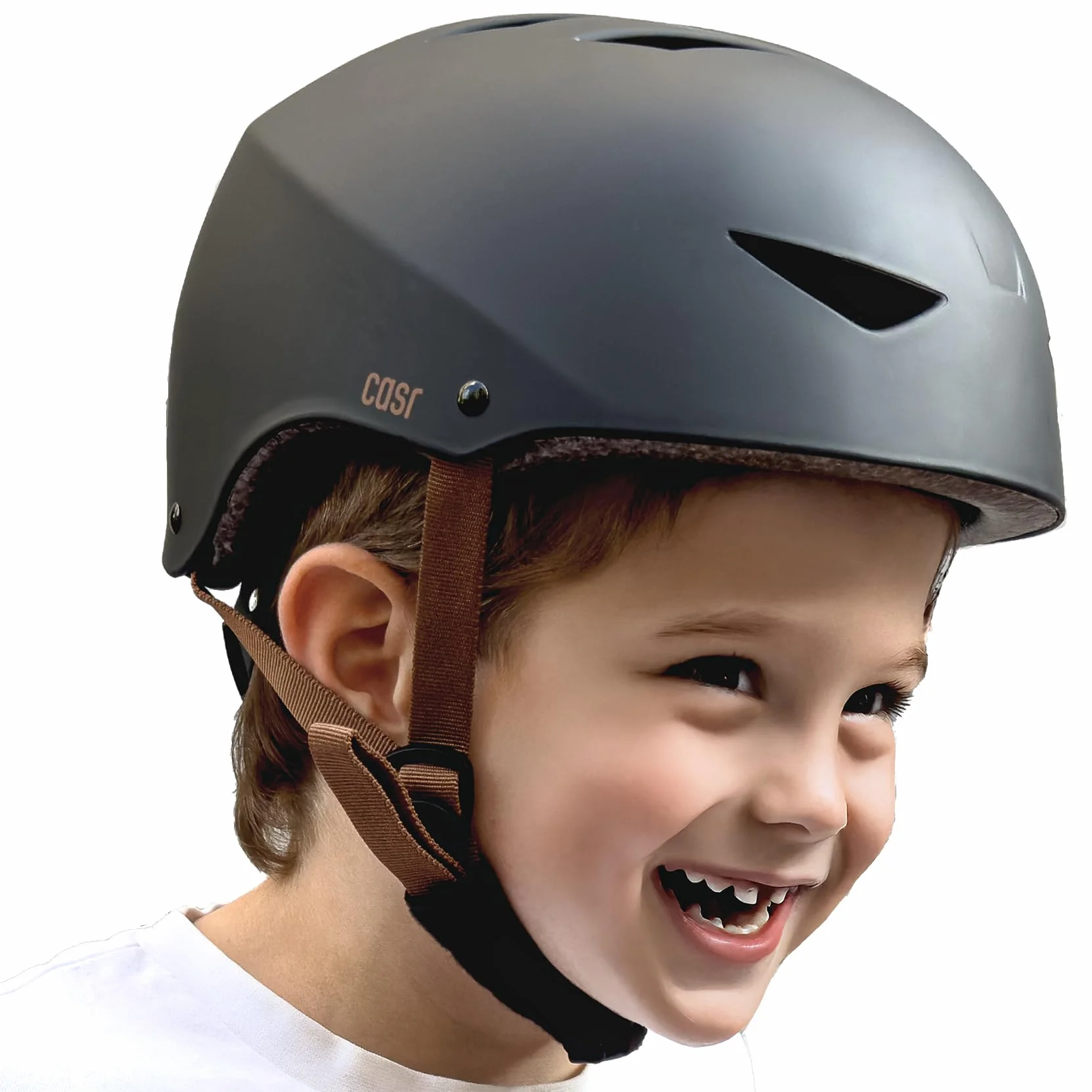 Casque Vélo Enfant CASR Classic - Léger, Taille Ajustable, Certifié EN1078, Noir Mat, Taille S
