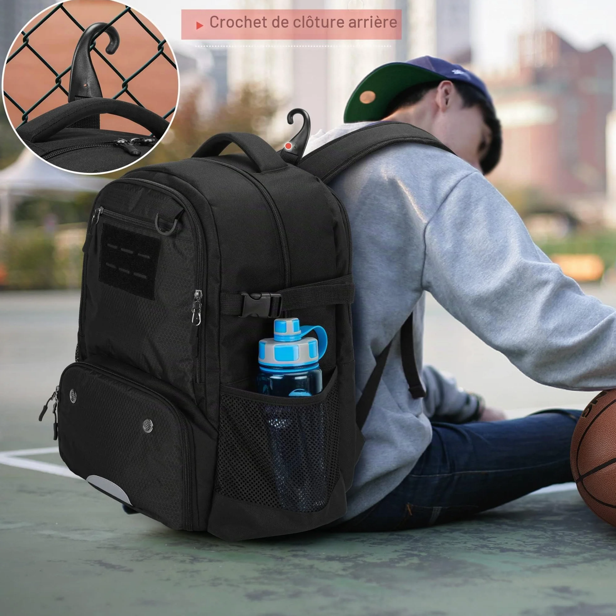 Sac à Dos de Basket-Ball avec Compartiment Ballon et Chaussures pour Football, Volley