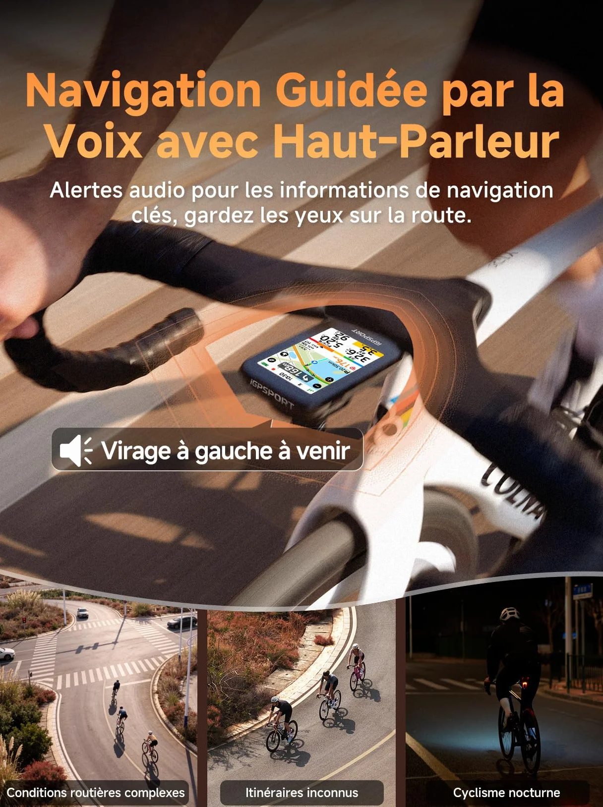 iGPSPORT BSC500 Compteur Velo sans Fil, 3,3" Écran Tactile Navigation Vocale Sonnette Électronique, 32 Go GPS