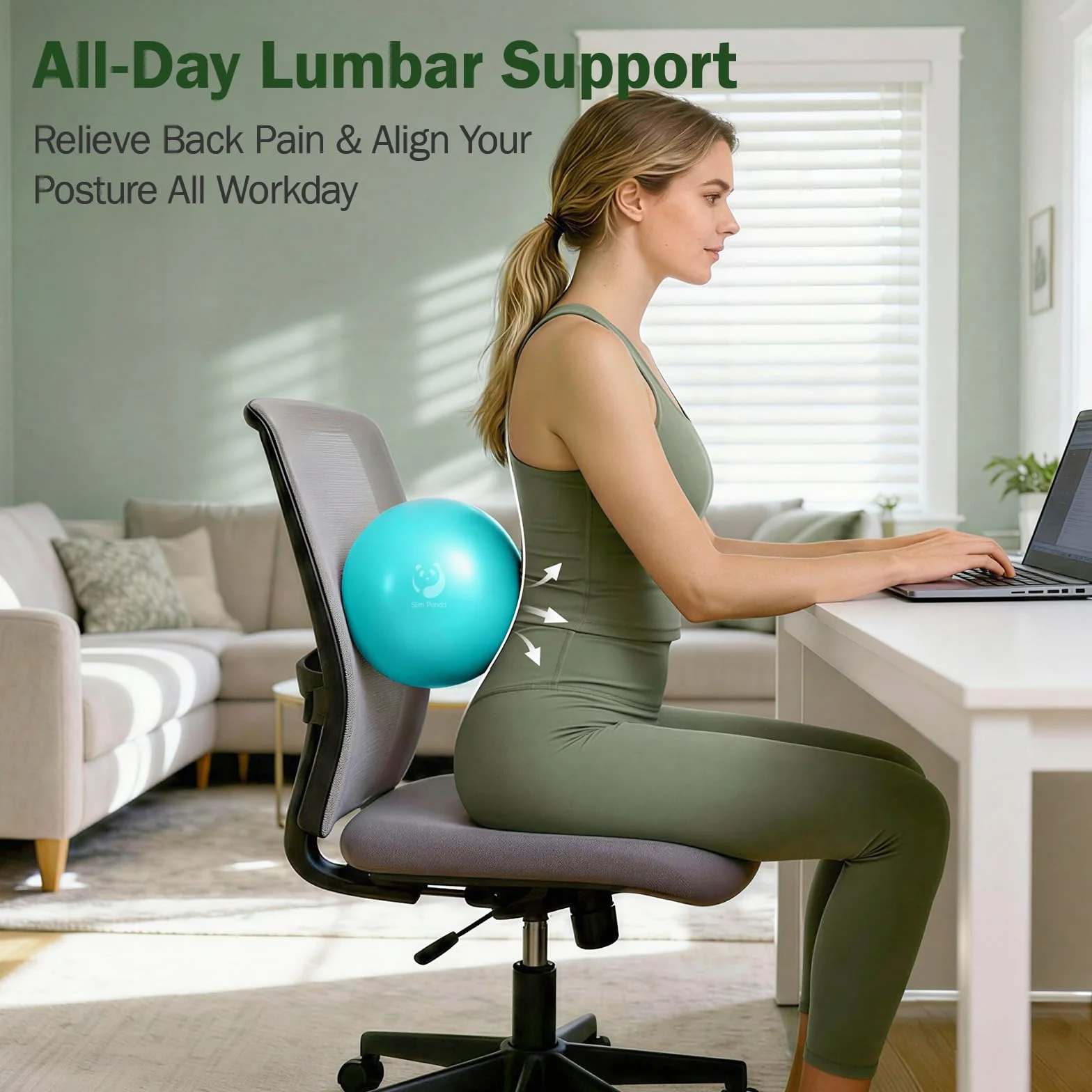 Slim Panda Ballon Pilates Petite 23 cm Anti-Slip Ballon de Gymnastique avec Paille de Gonflage