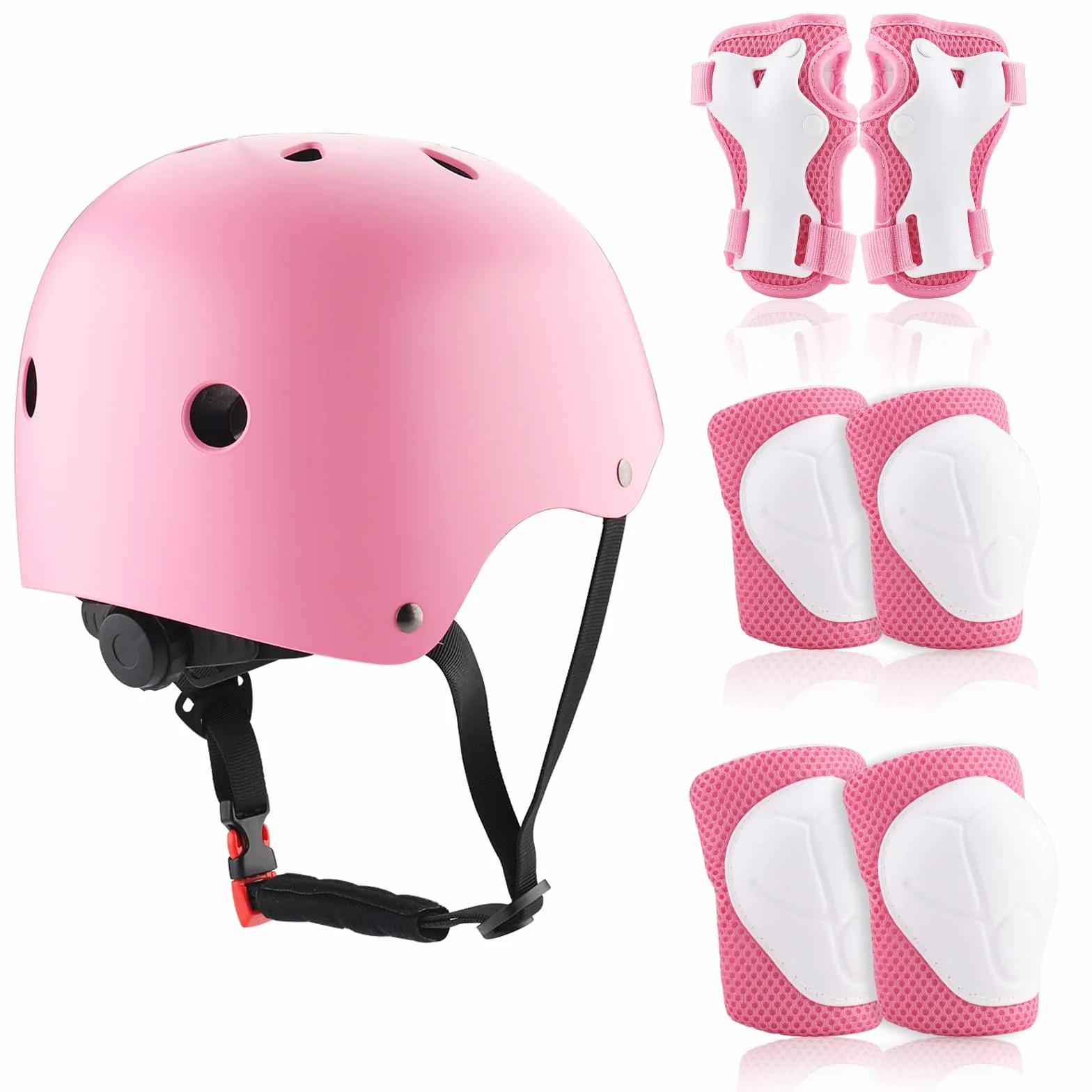 ZWOOS Protection Roller Enfants, Protections Coude Genoux Enfants, Protection Enfant Roller pour Skateboard, Vélo, Trottinette 3-10 Ans (Rose)