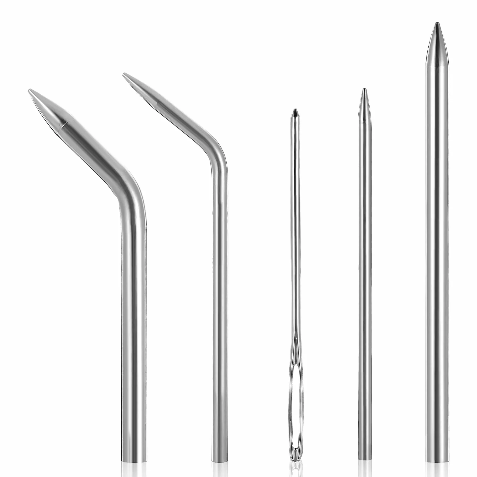 Aiguilles à lacets en cuir acier inoxydable pour réparation gant baseball softball - Lot de 5