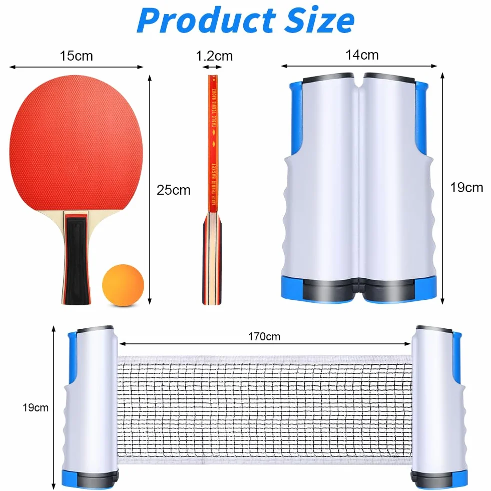 flintronic Set de Tennis de Table Portable, Kit de Ping Pong avec Raquettes et Balles, Sac de Transport